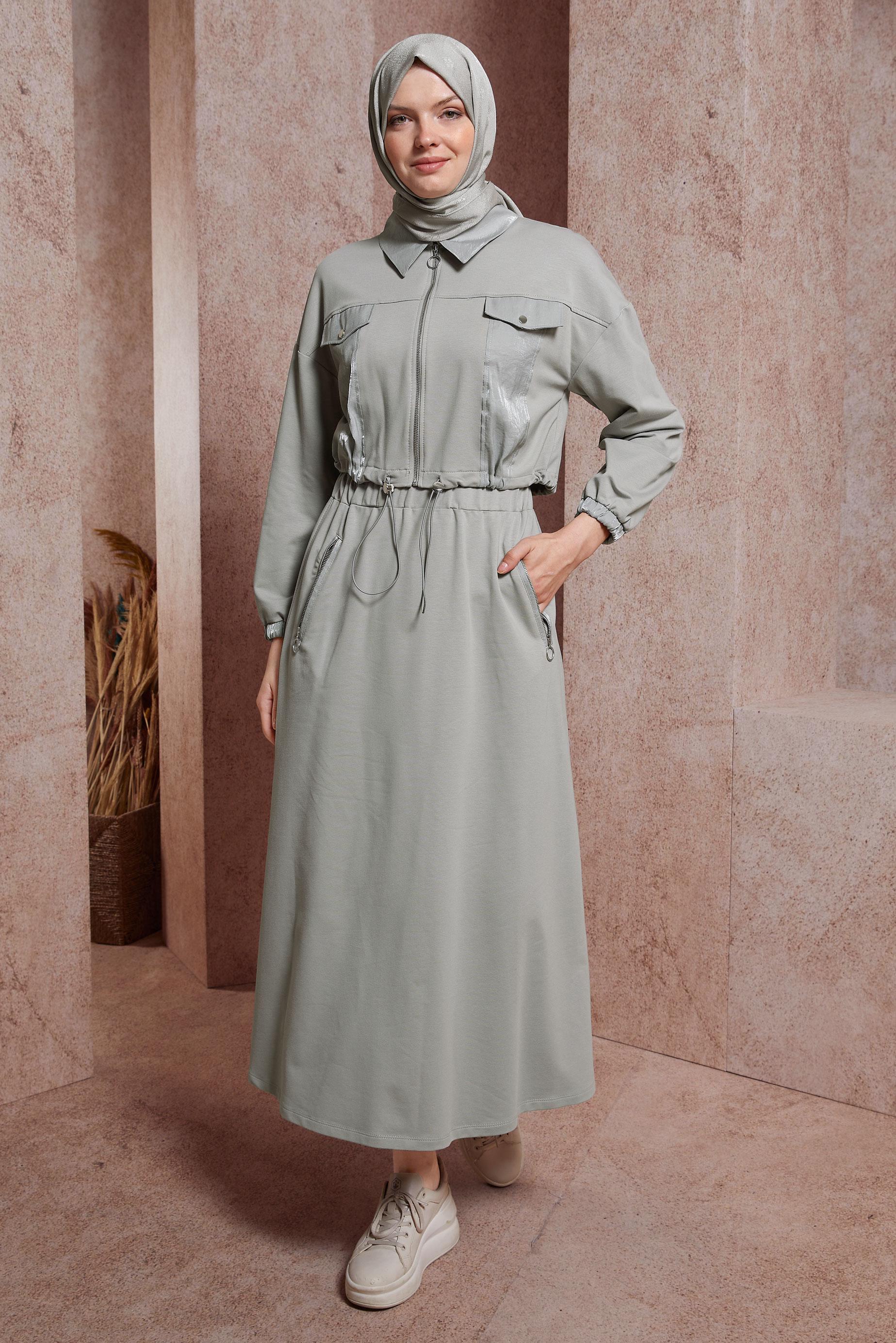 Tesettür giyim GÜMÜŞ ETEKLİ EŞOFMAN TAKIM 44557