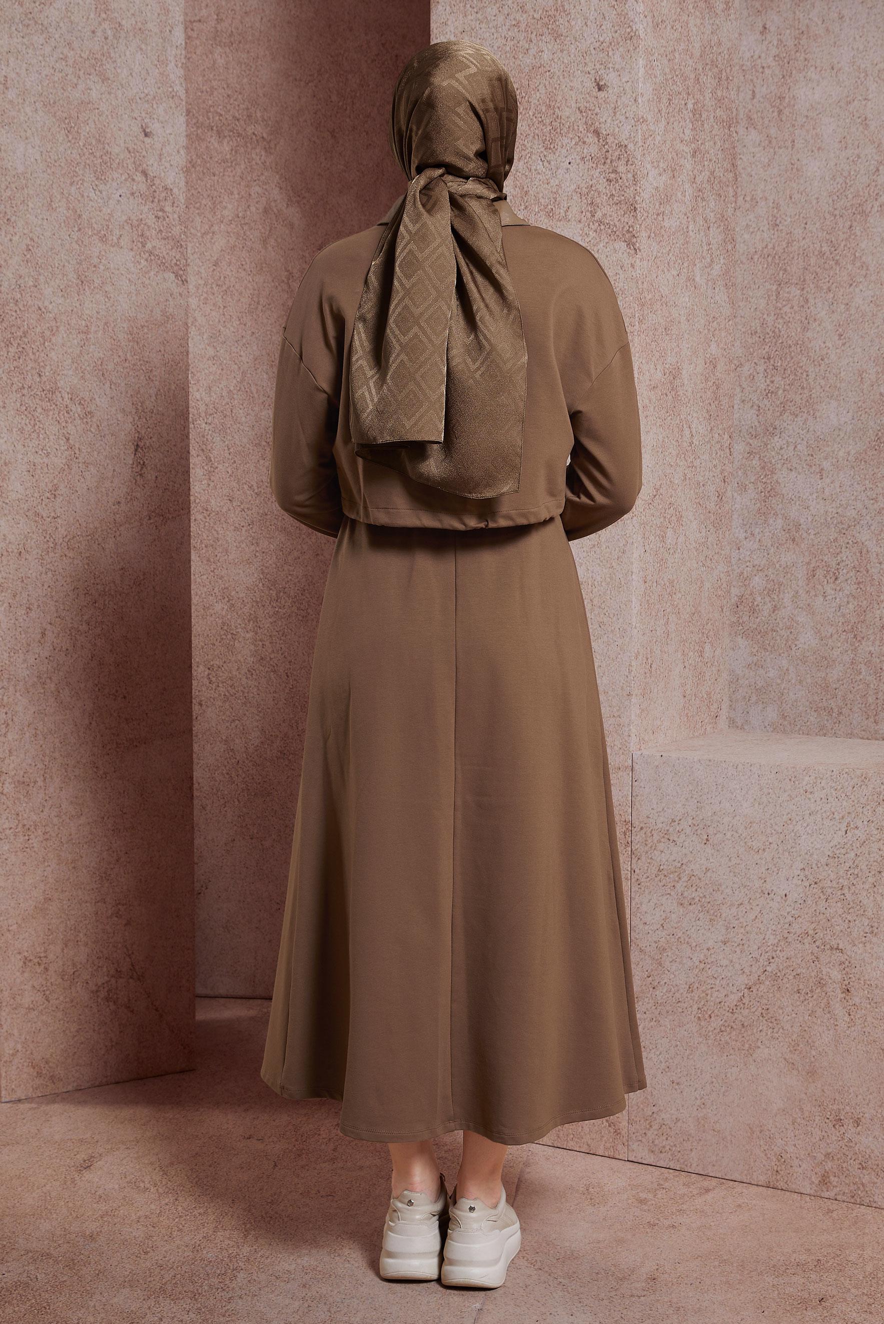 Tesettür giyim KAHVE ETEKLİ EŞOFMAN TAKIM 44557