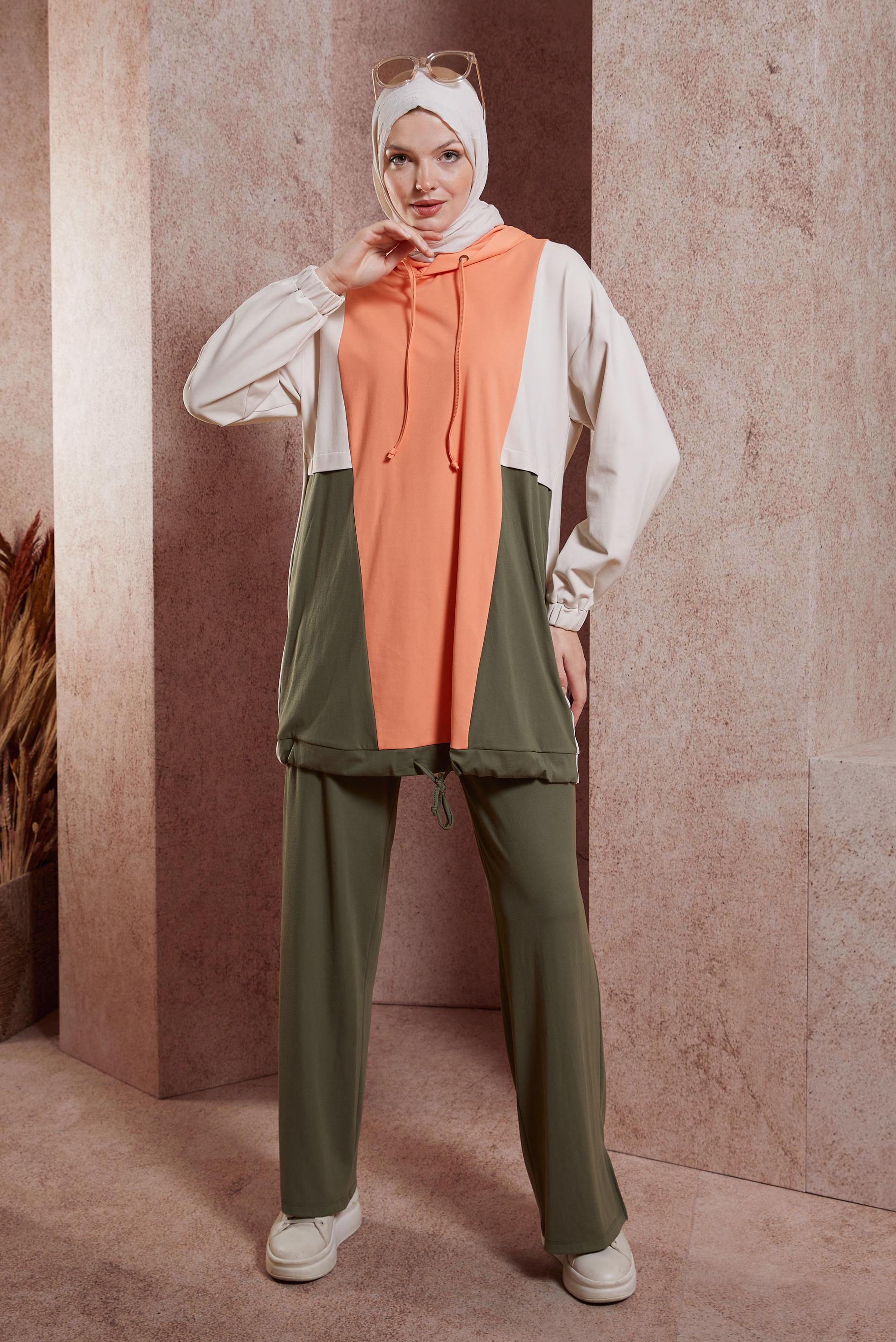 Tesettür giyim HAKİ PANTOLONLU EŞOFMAN TAKIM 44558