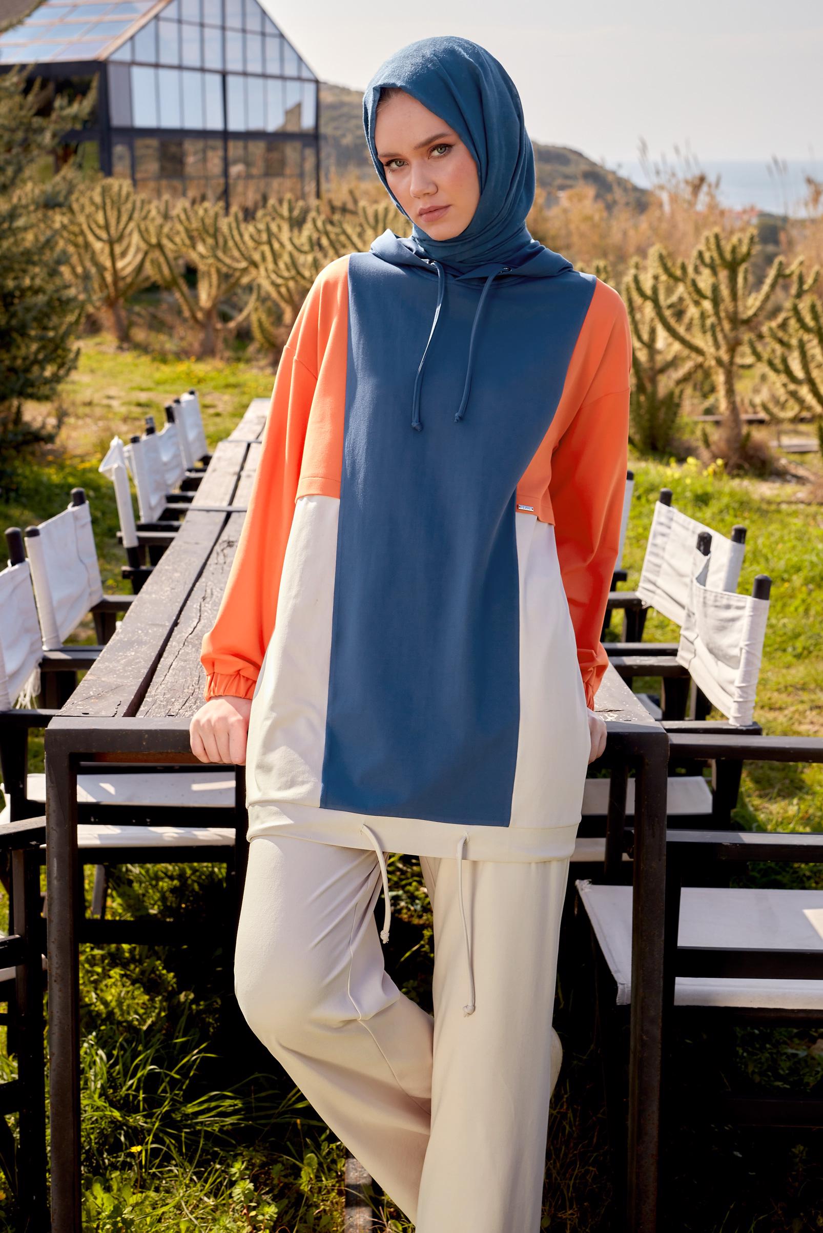 Tesettür giyim EKRU PANTOLONLU EŞOFMAN TAKIM 44558