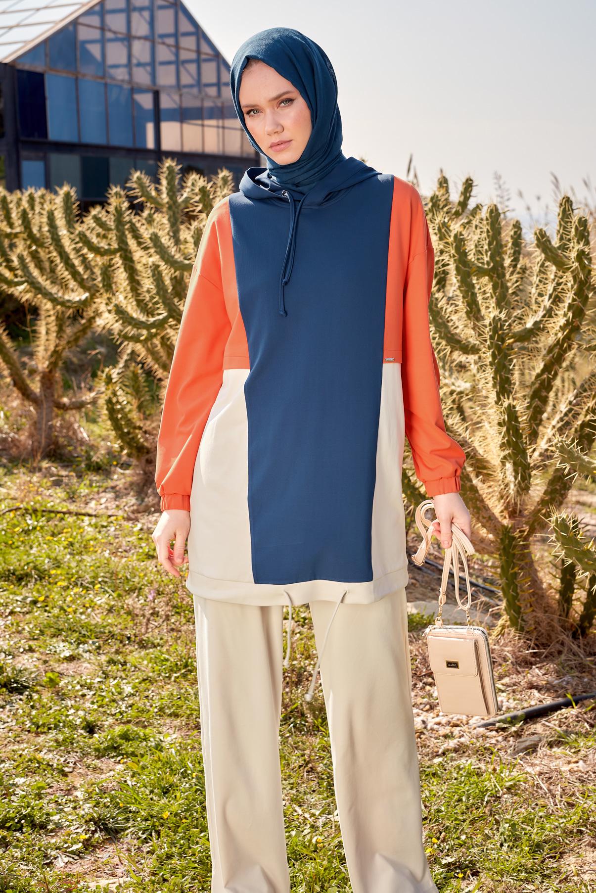 Tesettür giyim EKRU PANTOLONLU EŞOFMAN TAKIM 44558