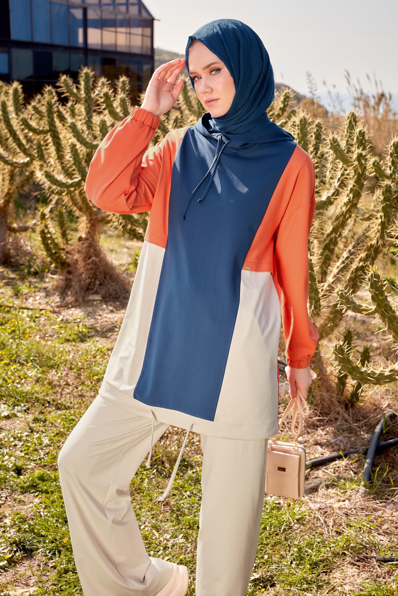 Tesettür giyim EKRU PANTOLONLU EŞOFMAN TAKIM 44558