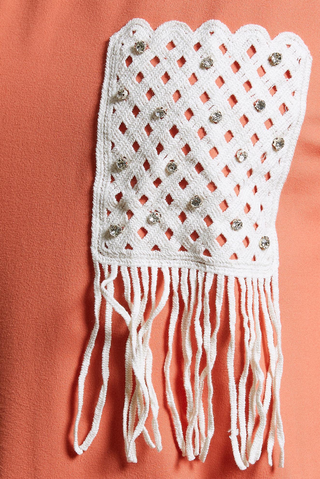 Tesettür giyim TURUNCU PÜSKÜL DETAYLI EŞOFMAN TUNİK 44559