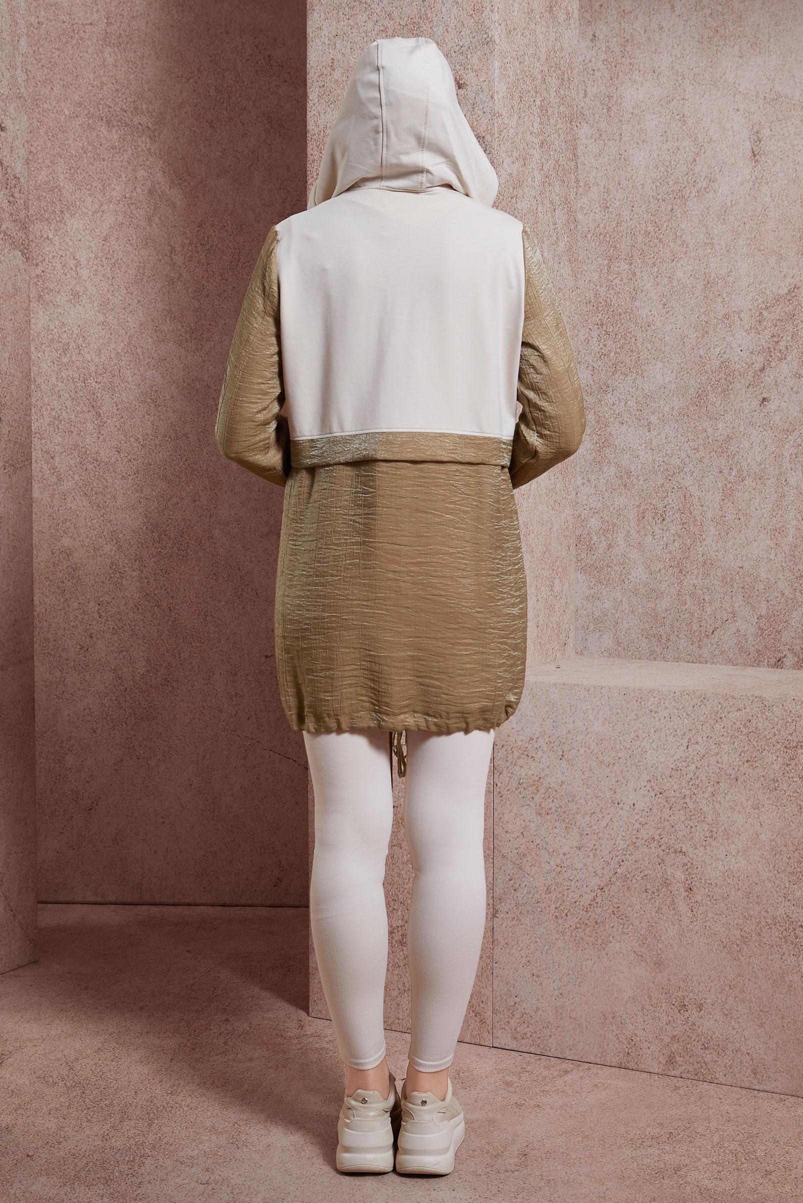 Tesettür giyim KAHVE KAPÜŞONLU EŞOFMAN TUNİK 44560