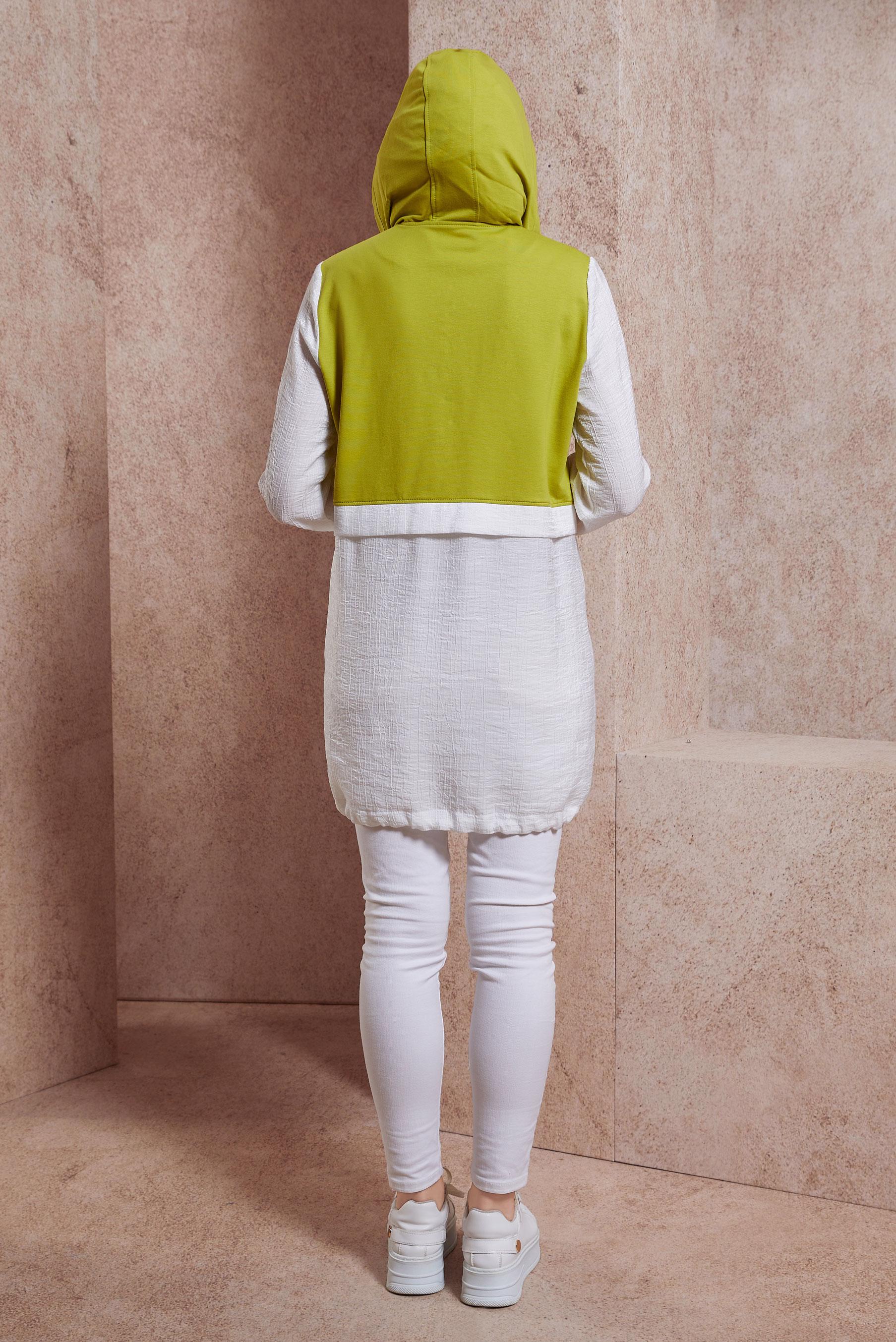 Tesettür giyim BEJ KAPÜŞONLU EŞOFMAN TUNİK 44560