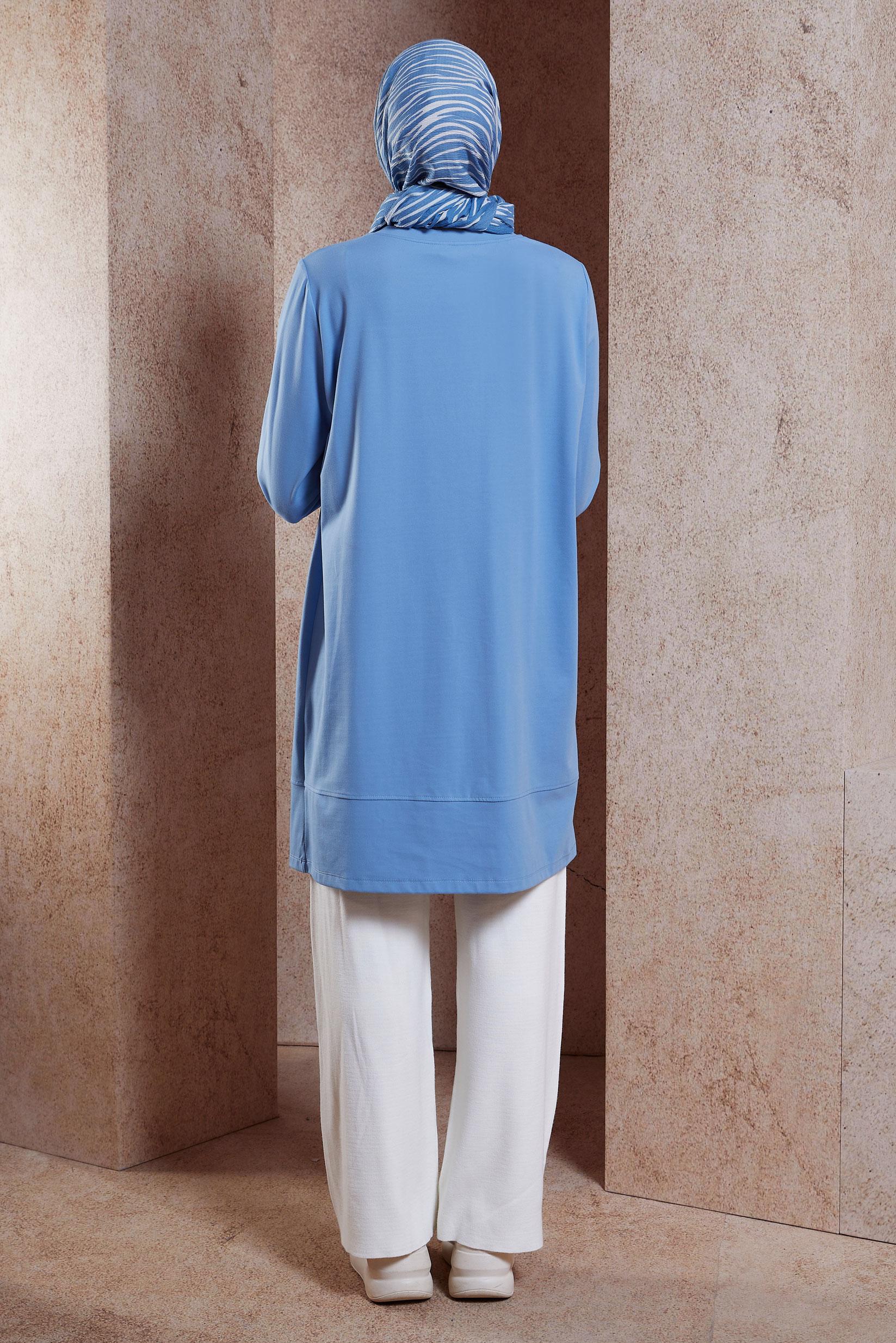 Tesettür giyim MAVİ ÖRME EŞOFMAN TUNİK 44622