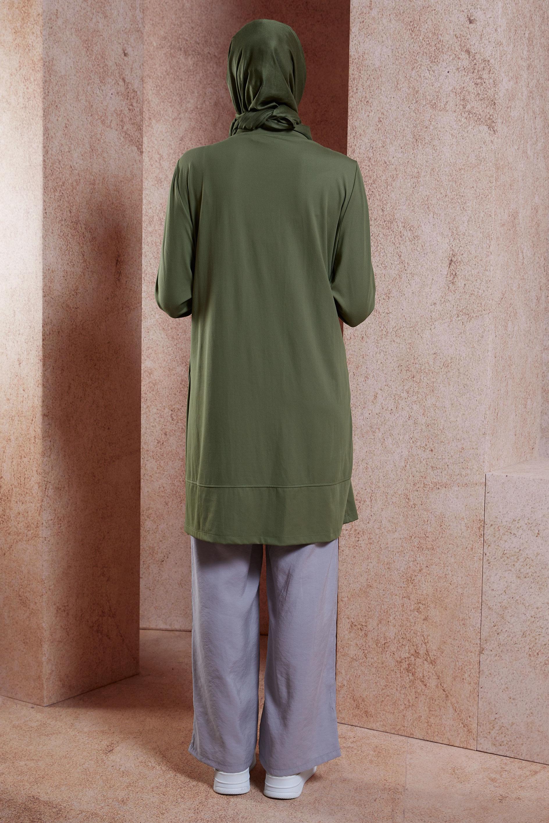 Tesettür giyim HAKİ ÖRME EŞOFMAN TUNİK 44622