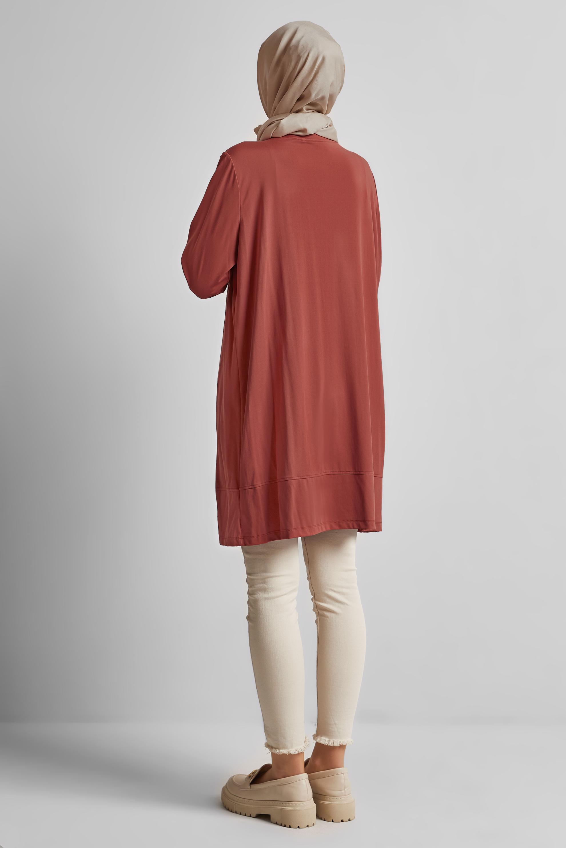 Tesettür giyim TURUNCU ÖRME EŞOFMAN TUNİK 44622