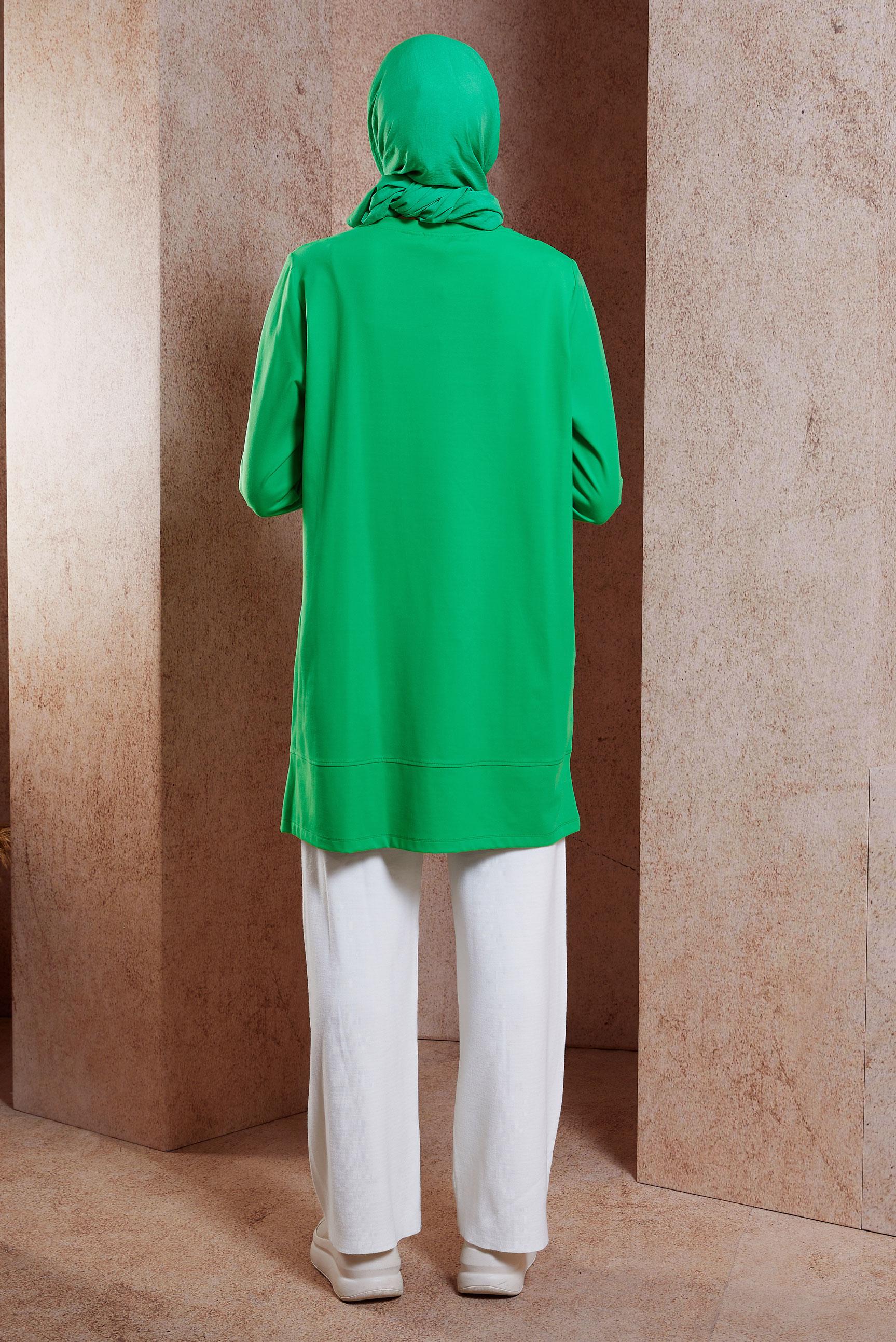 Tesettür giyim YEŞİL ÖRME EŞOFMAN TUNİK 44622