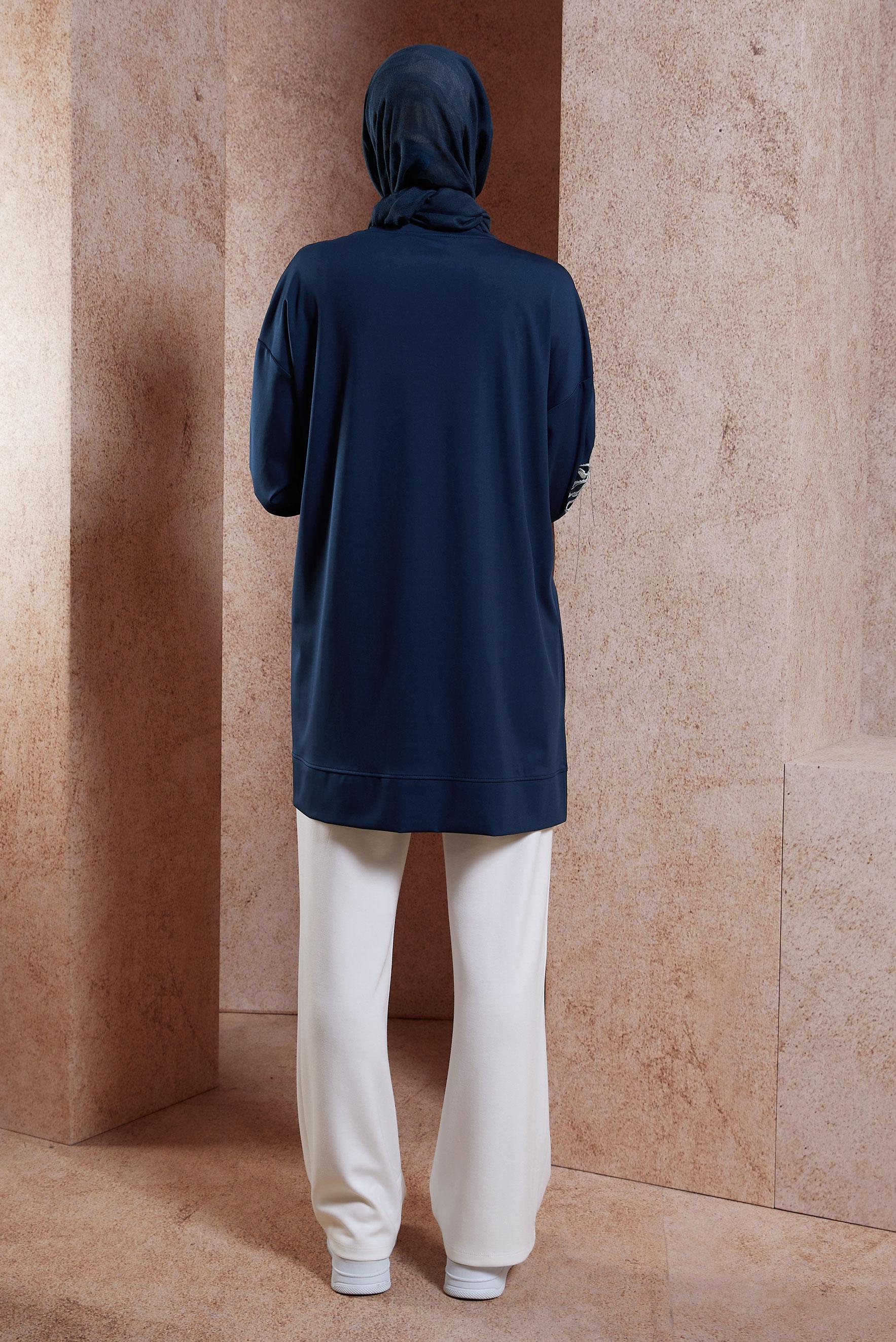 Tesettür giyim LACİVERT ZİNCİR DETAYLI EŞOFMAN TUNİK 44638