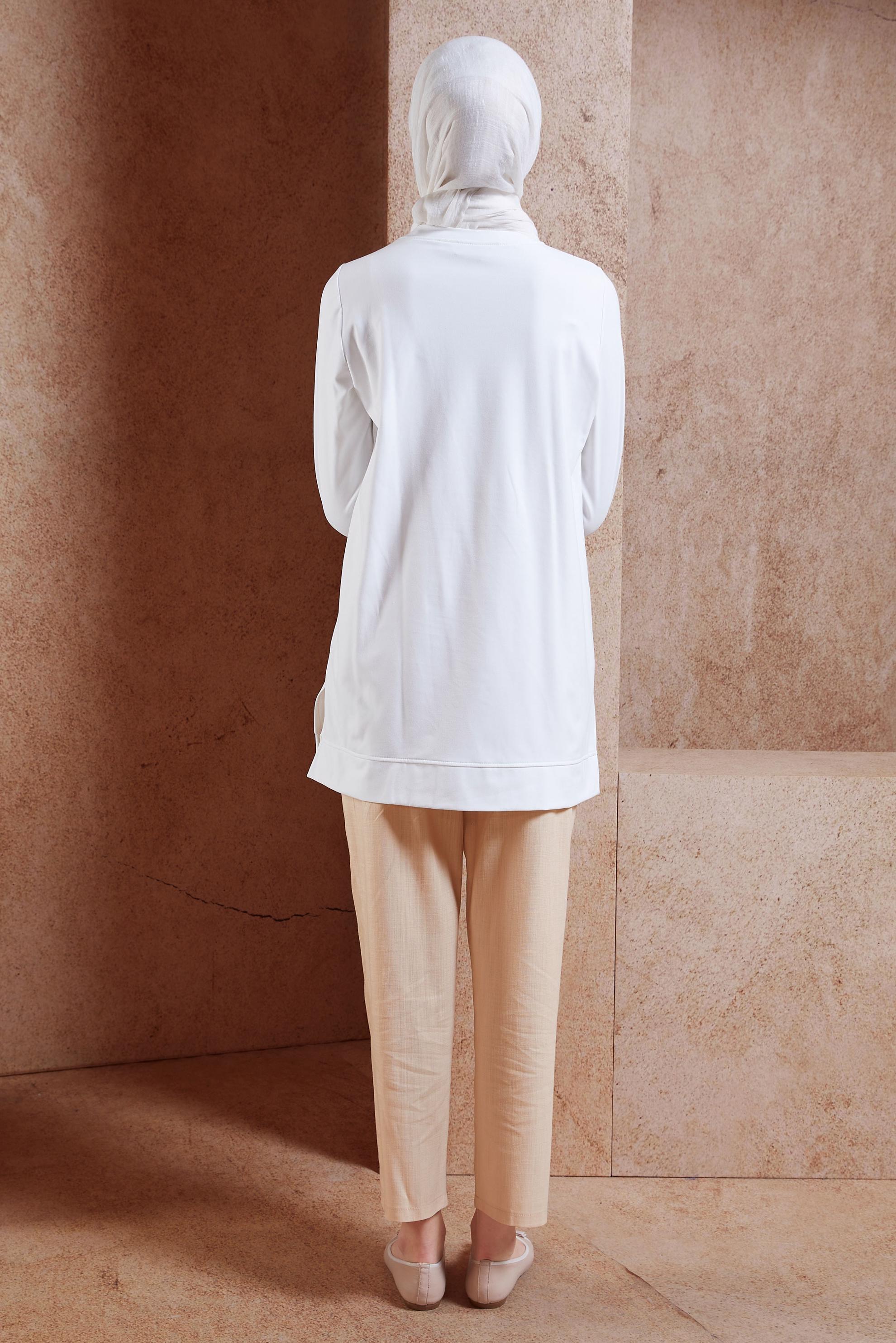 Tesettür giyim BEYAZ TAŞ DETAYLI EŞOFMAN TUNİK 44639