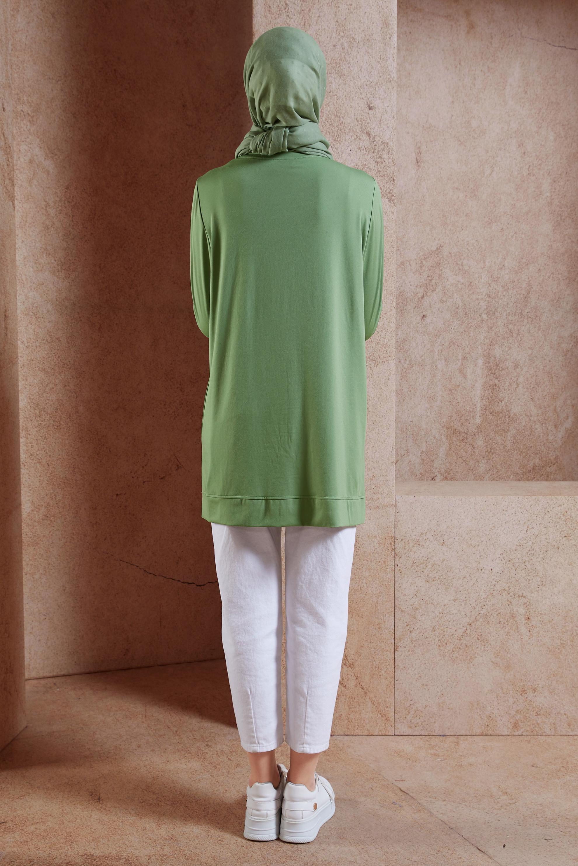 Tesettür giyim YEŞİL TAŞ DETAYLI EŞOFMAN TUNİK 44639