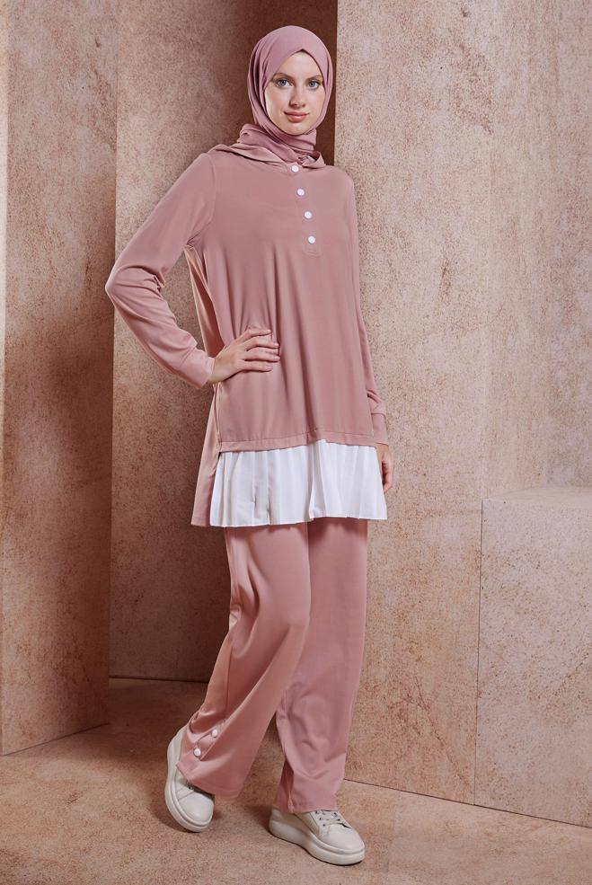 Hijab clothing POWDER JERSEYED TRACKSUIT SET 44642 - ALVİNA