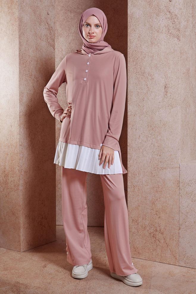 Hijab clothing POWDER JERSEYED TRACKSUIT SET 44642 - ALVİNA