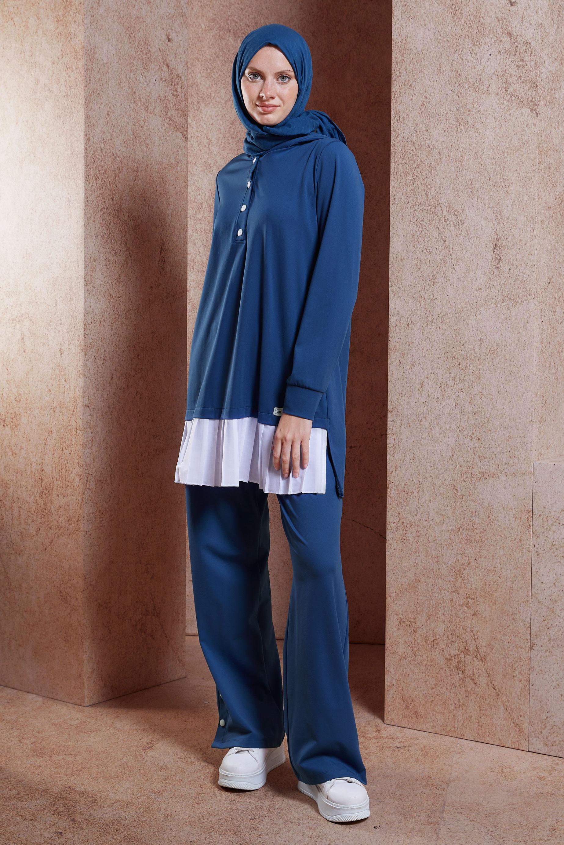 Tesettür giyim LACİVERT GARNİLİ ÖRME EŞOFMAN TAKIM 44642