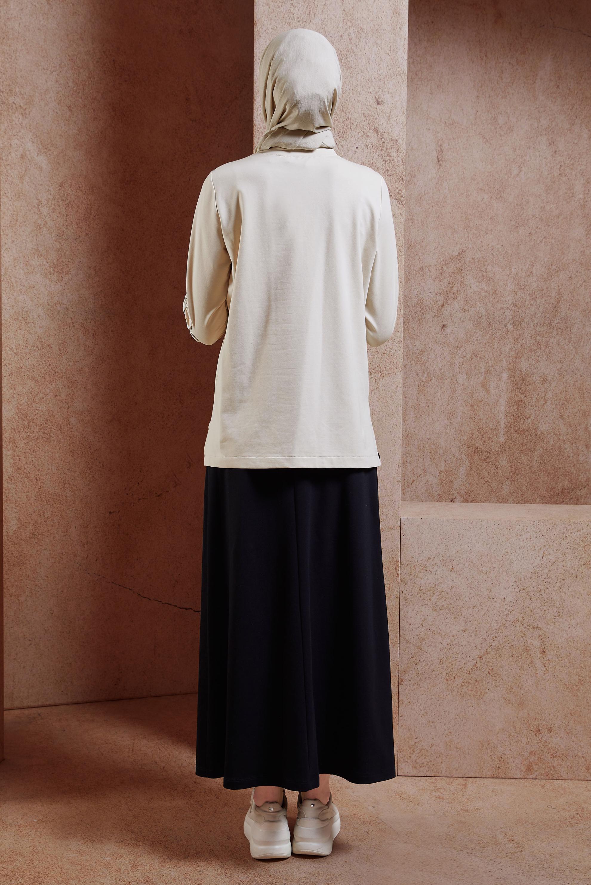 Tesettür giyim SİYAH ETEKLİ İŞLEMELİ EŞOFMAN TAKIM 44699