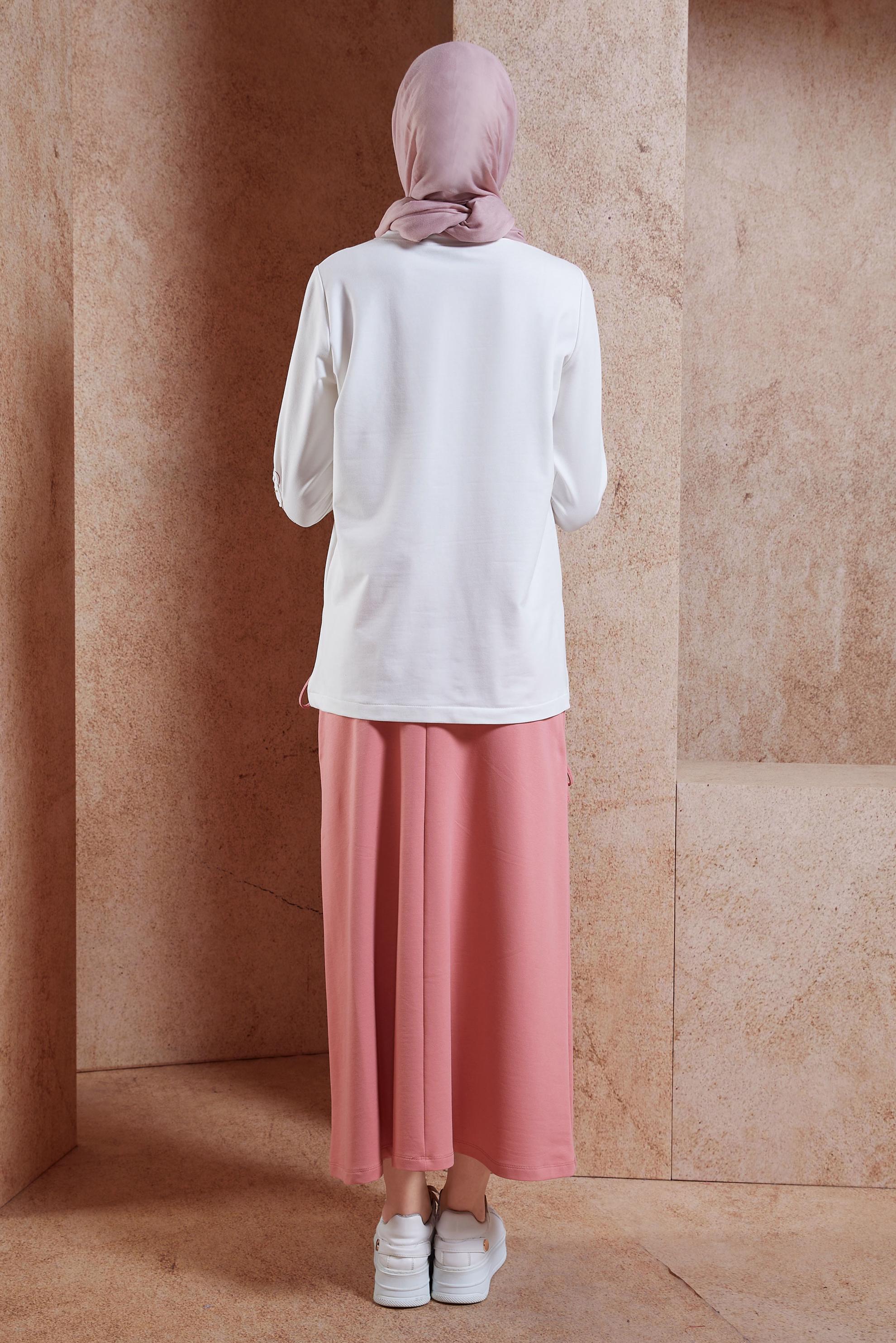 Tesettür giyim PEMBE ETEKLİ İŞLEMELİ EŞOFMAN TAKIM 44699