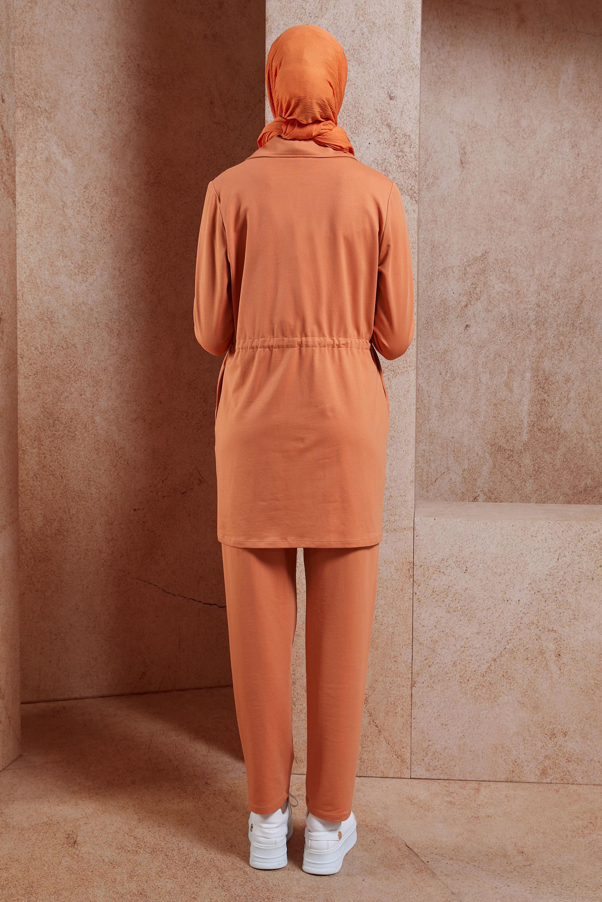 Tesettür giyim TURUNCU TAŞLI PANTOLONLU EŞOFMAN TAKIM 44702