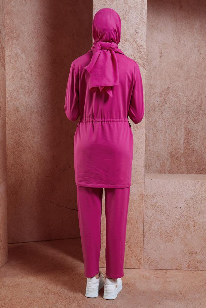 Tesettür giyim FUŞYA TAŞLI PANTOLONLU EŞOFMAN TAKIM 44702 - ALVİNA