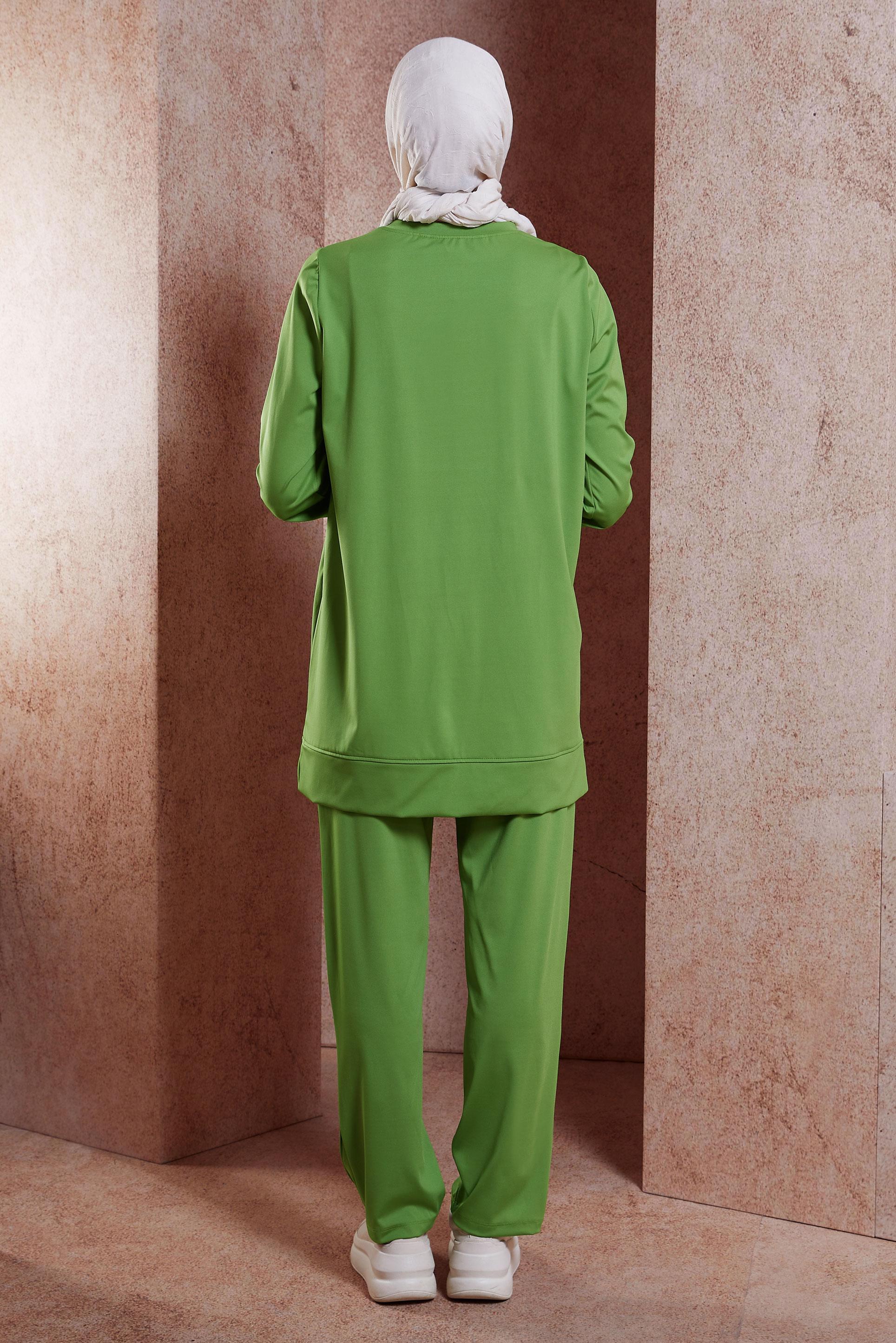 Tesettür giyim YEŞİL DÜĞME DETAYLI EŞOFMAN TAKIM 44705