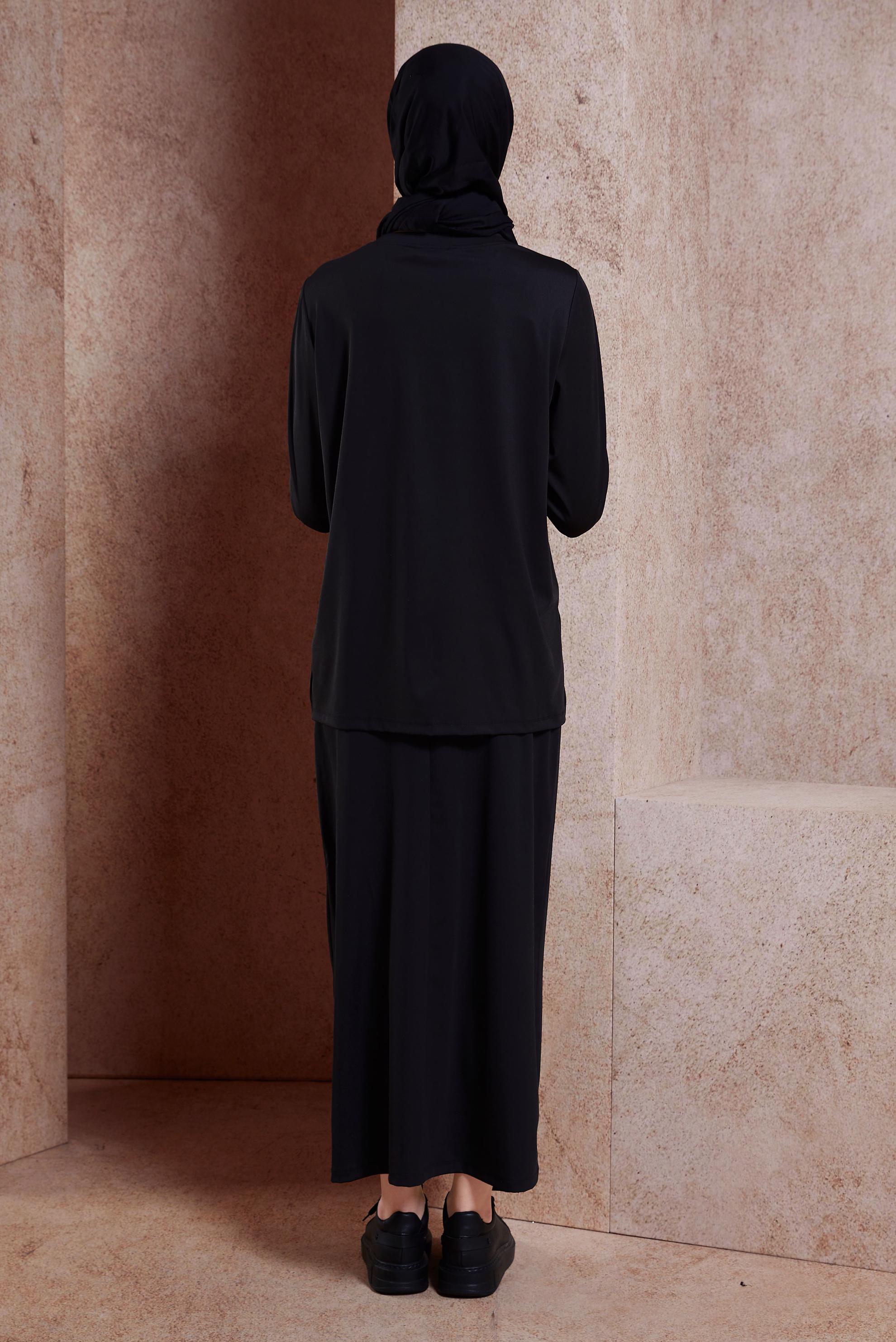 Tesettür giyim SİYAH ETEKLİ TESETTÜR EŞOFMAN TAKIM 44706