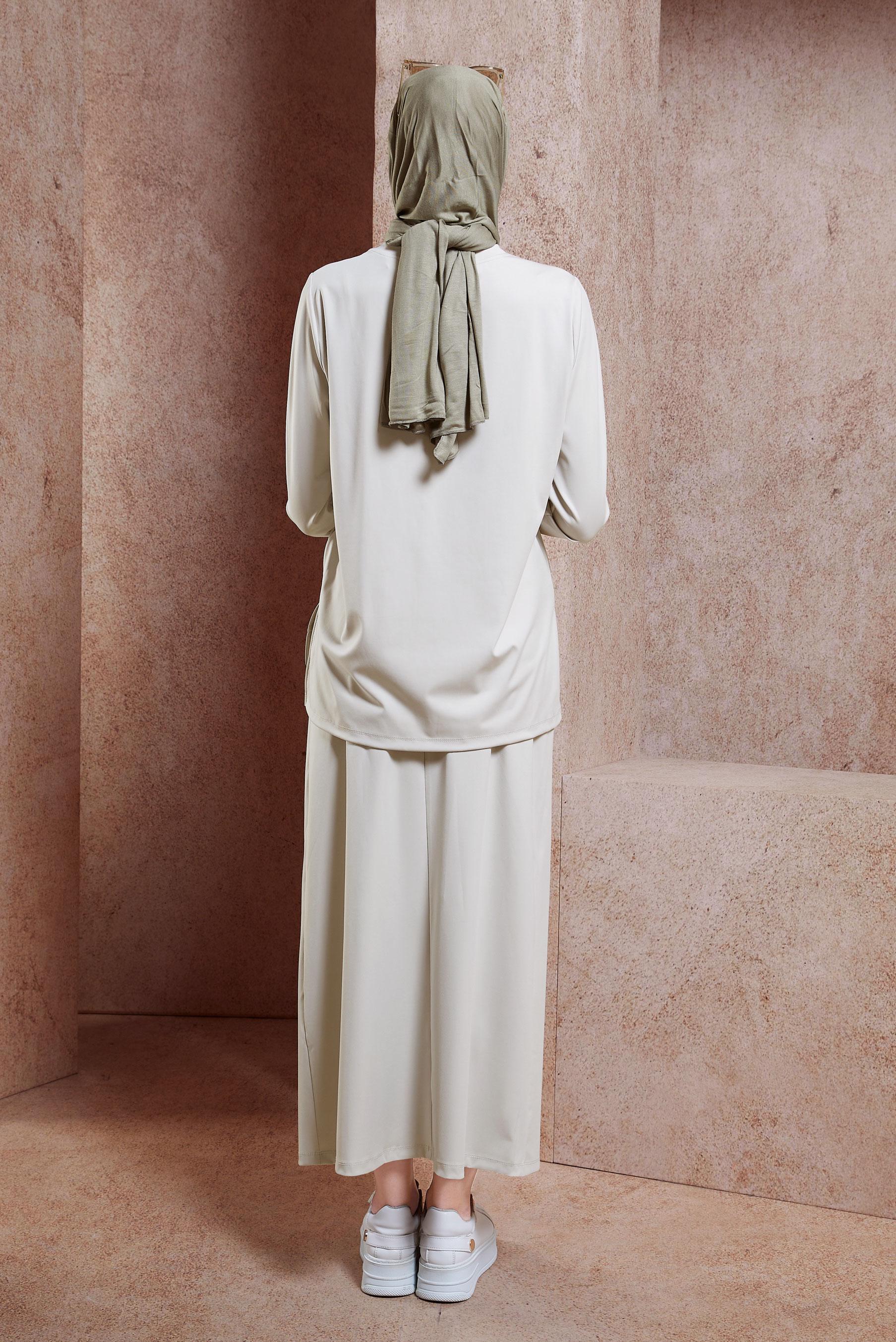 Tesettür giyim BEJ ETEKLİ TESETTÜR EŞOFMAN TAKIM 44706