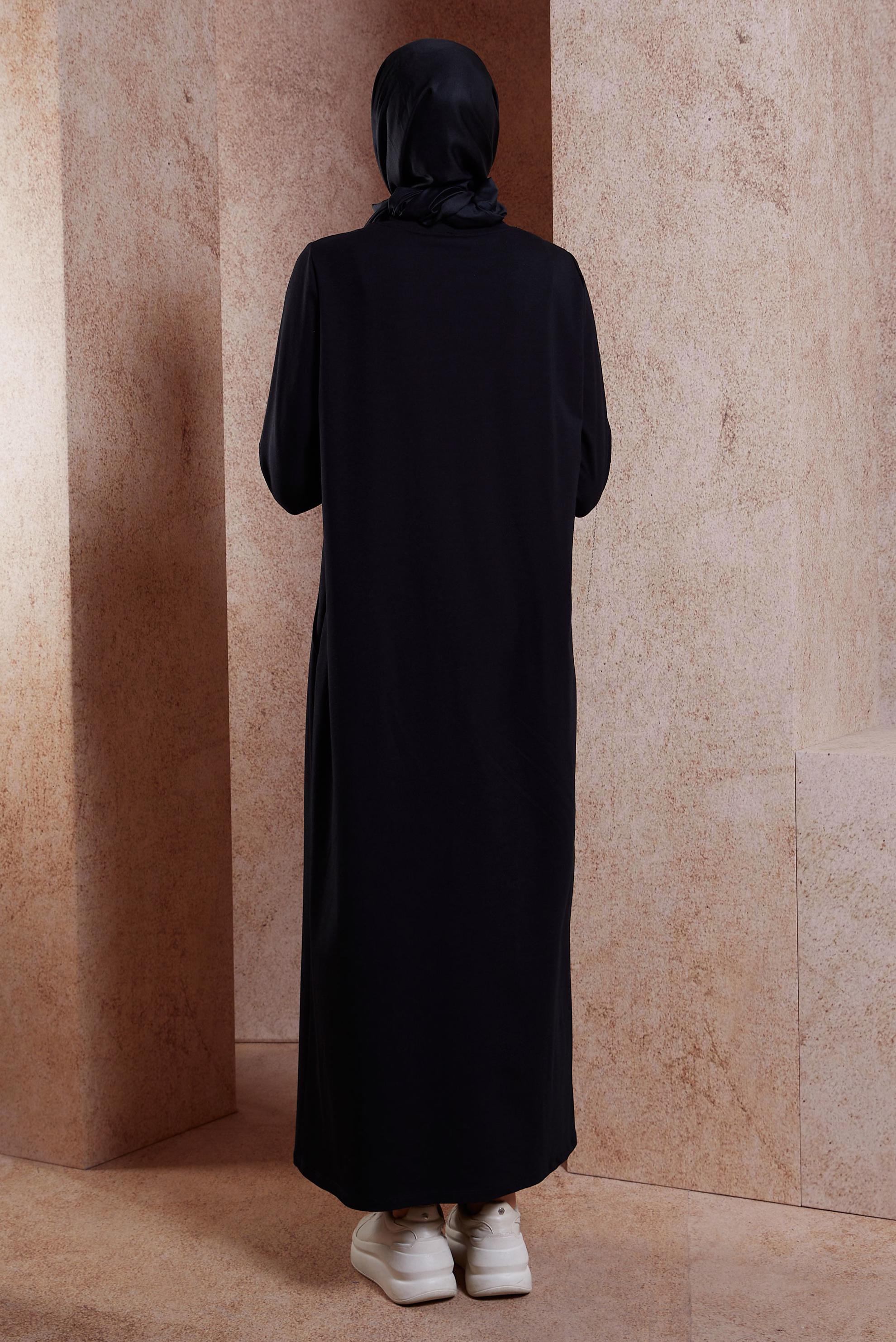 Vêtements hijab NOIR ROBE DE SURVÊTEMENT BRODÉE 44708