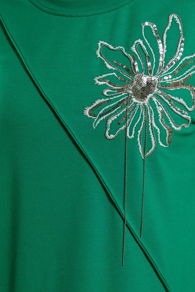 Tesettür giyim YEŞİL İŞLEME DETAYLI EŞOFMAN ELBİSE 44708 - ALVİNA