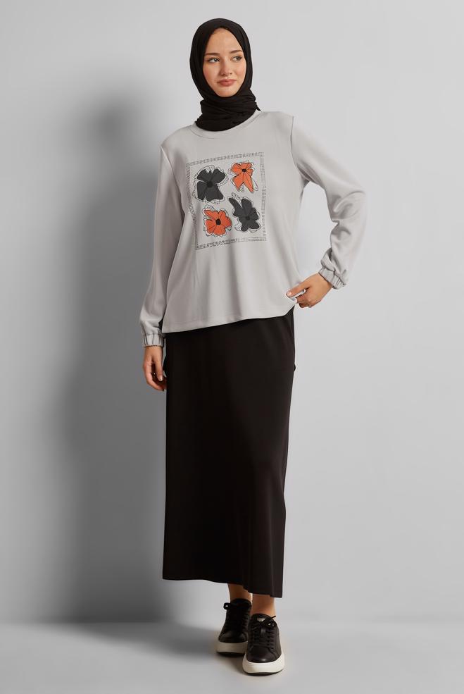 Vêtements hijab NOIR ENSEMBLE DE SURVÊTEMENT JUPE 44725 - ALVİNA