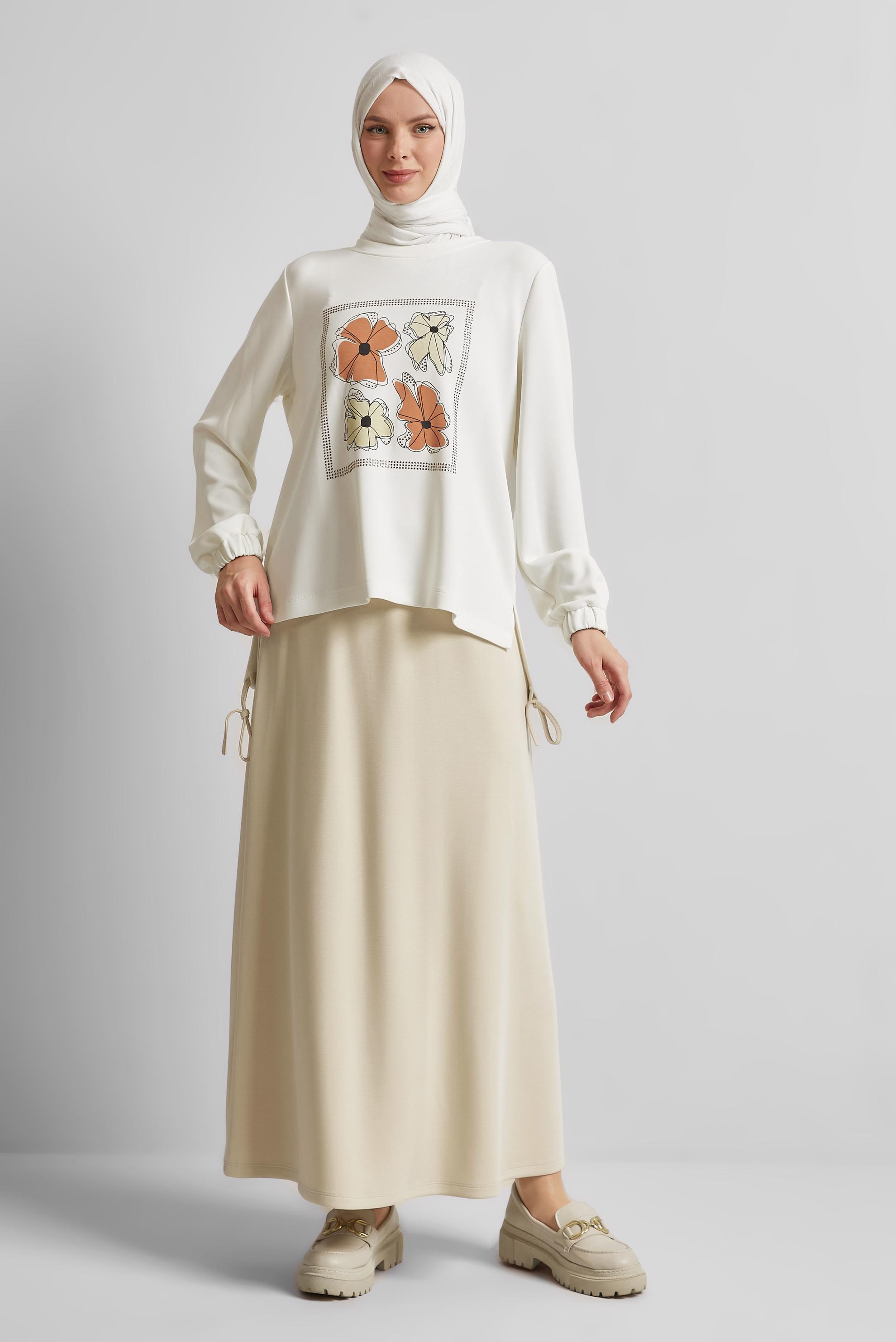 Vêtements hijab BEIGE ENSEMBLE DE SURVÊTEMENT JUPE 44725