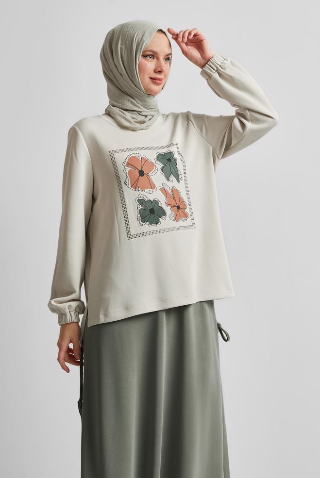 Vêtements hijab KAKI ENSEMBLE DE SURVÊTEMENT JUPE 44725 - ALVİNA