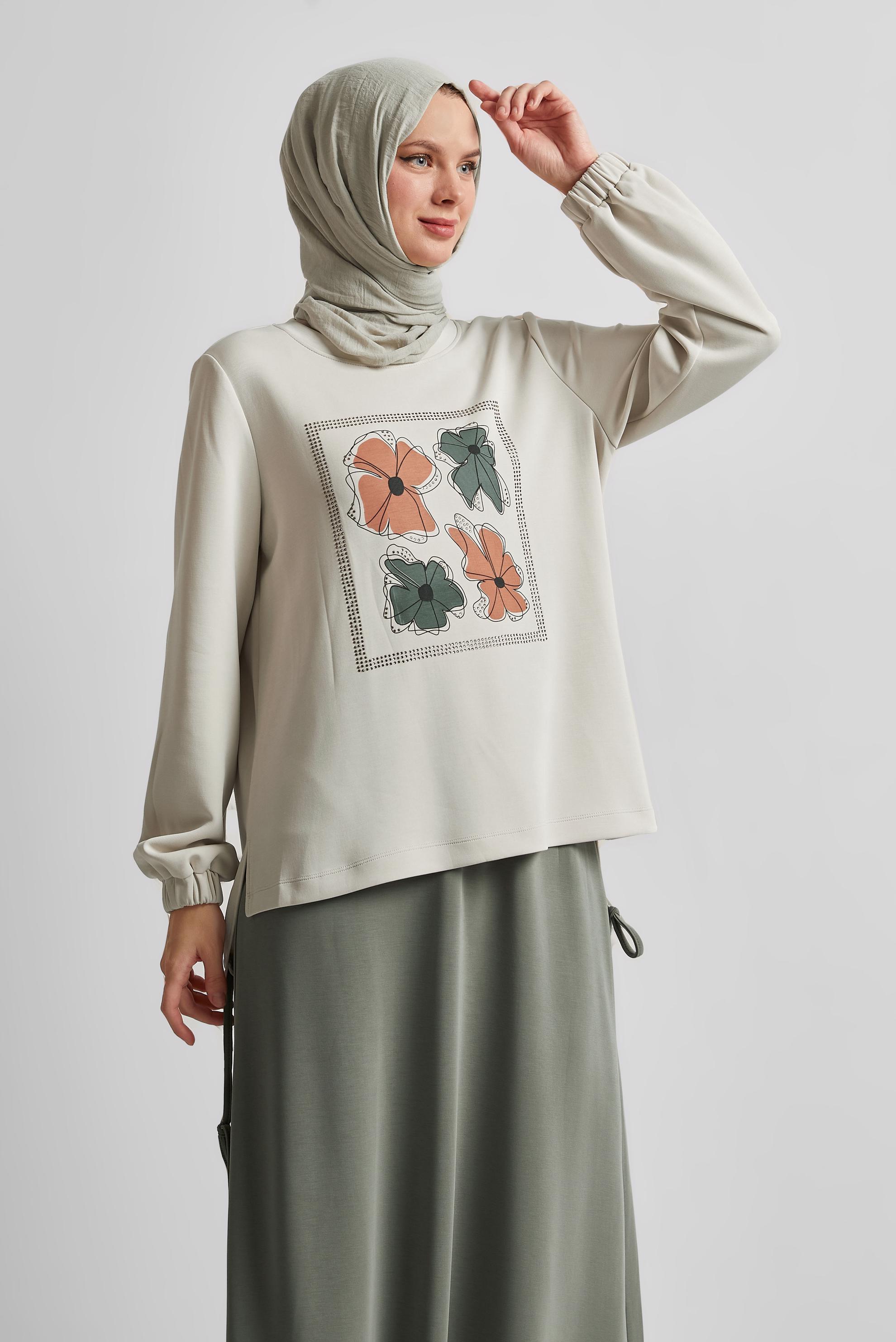 Vêtements hijab KAKI ENSEMBLE DE SURVÊTEMENT JUPE 44725