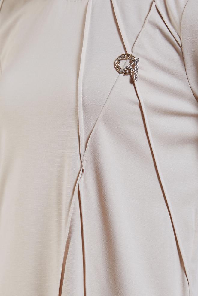 Tesettür giyim KUM BROŞ DETAYLI ETEKLİ EŞOFMAN TAKIM 44726 - ALVİNA