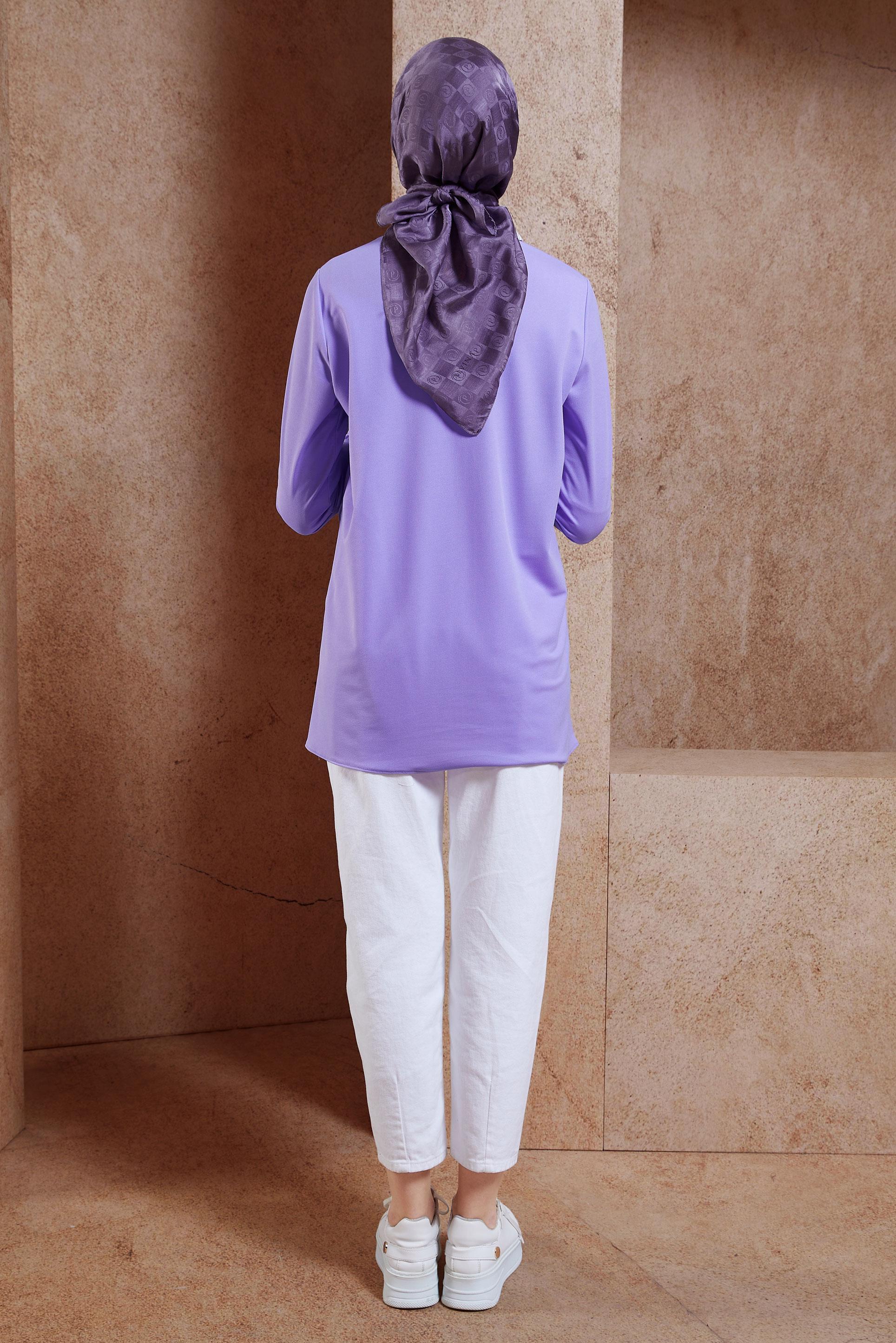 Tesettür giyim MOR ÇİZGİLİ EŞOFMAN TUNİK 44750