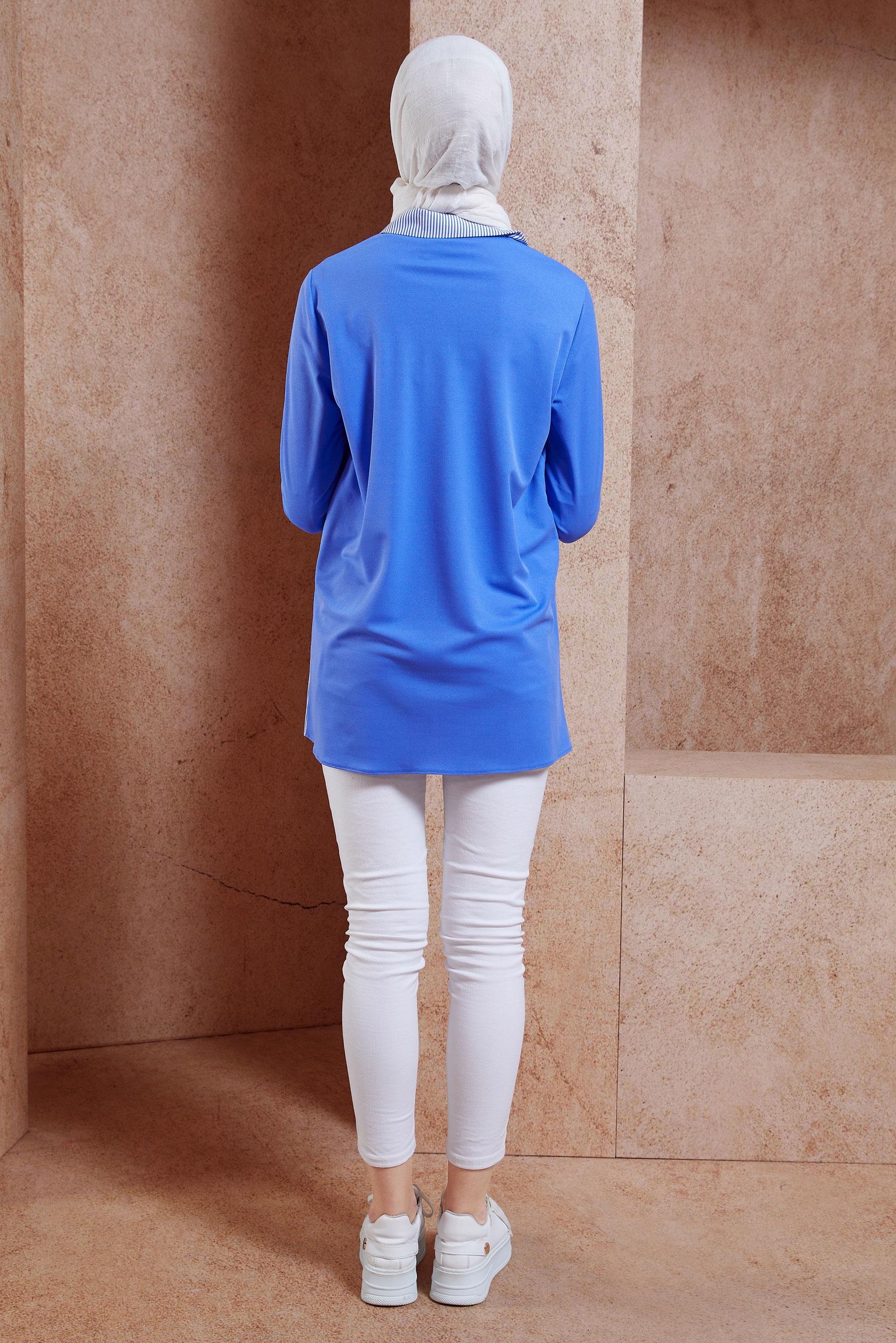 Tesettür giyim MAVİ ÇİZGİLİ EŞOFMAN TUNİK 44750