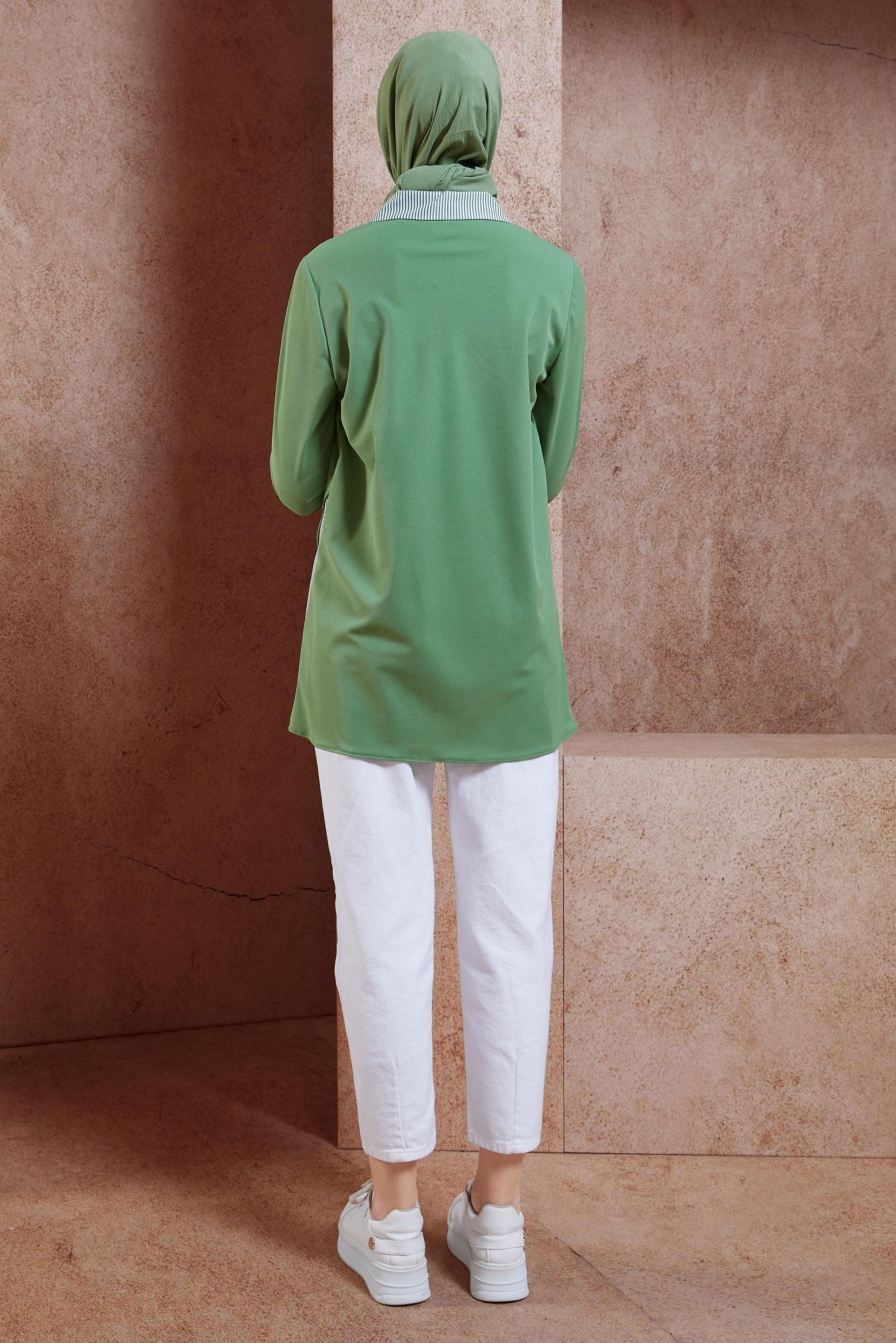 Tesettür giyim YEŞİL ÇİZGİLİ EŞOFMAN TUNİK 44750