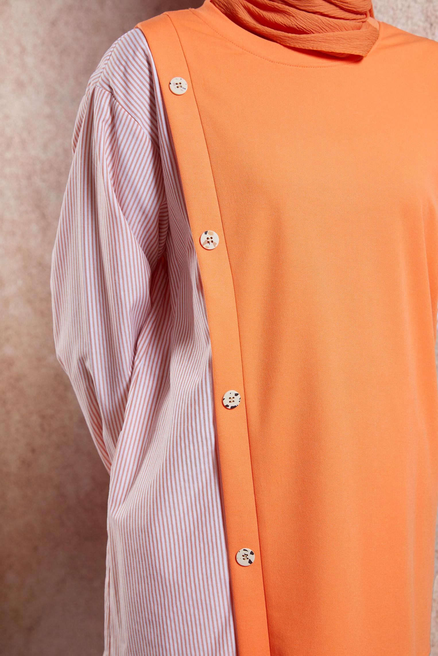 Tesettür giyim TURUNCU GARNİLİ EŞOFMAN TUNİK 44751