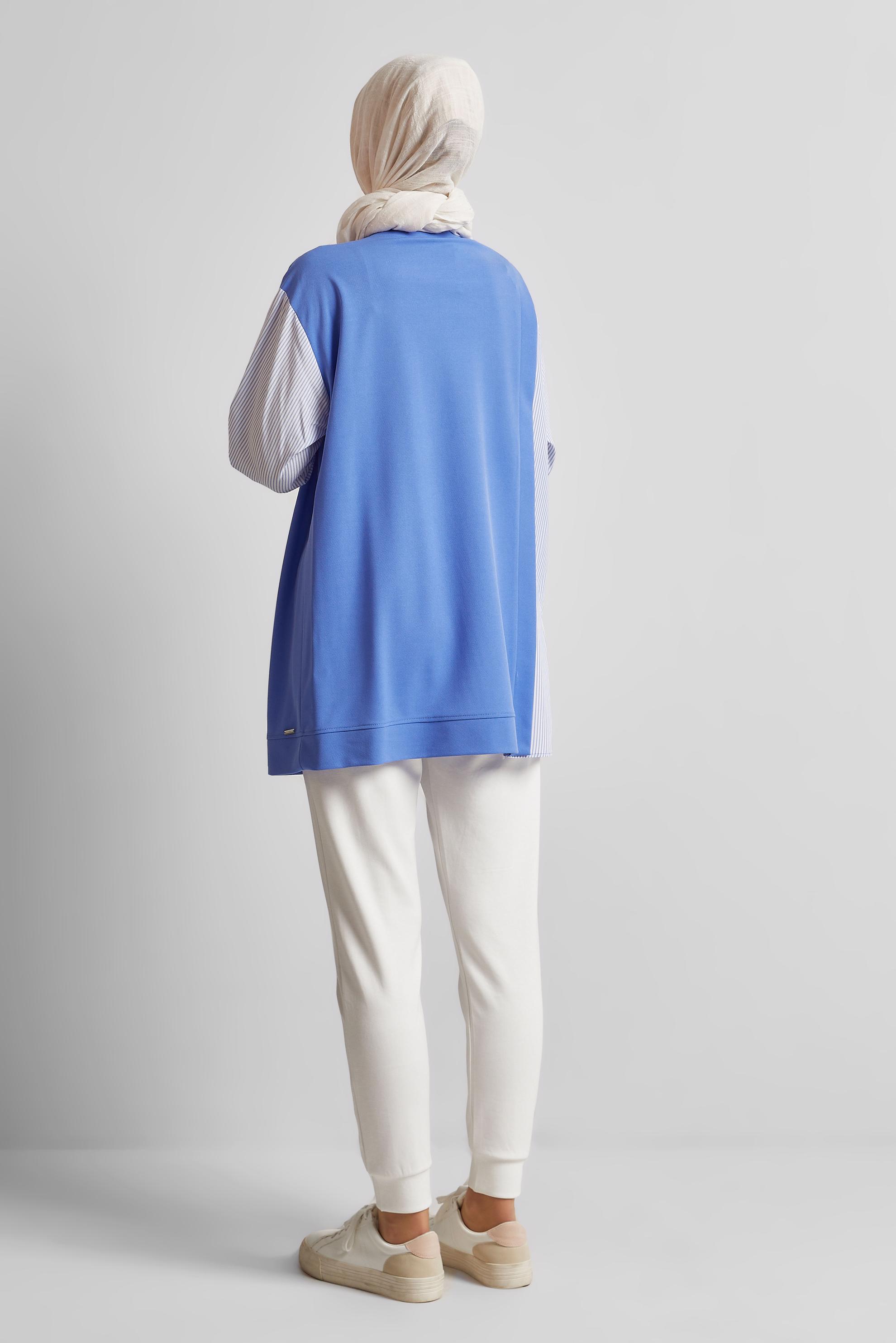 Tesettür giyim MAVİ GARNİLİ EŞOFMAN TUNİK 44751