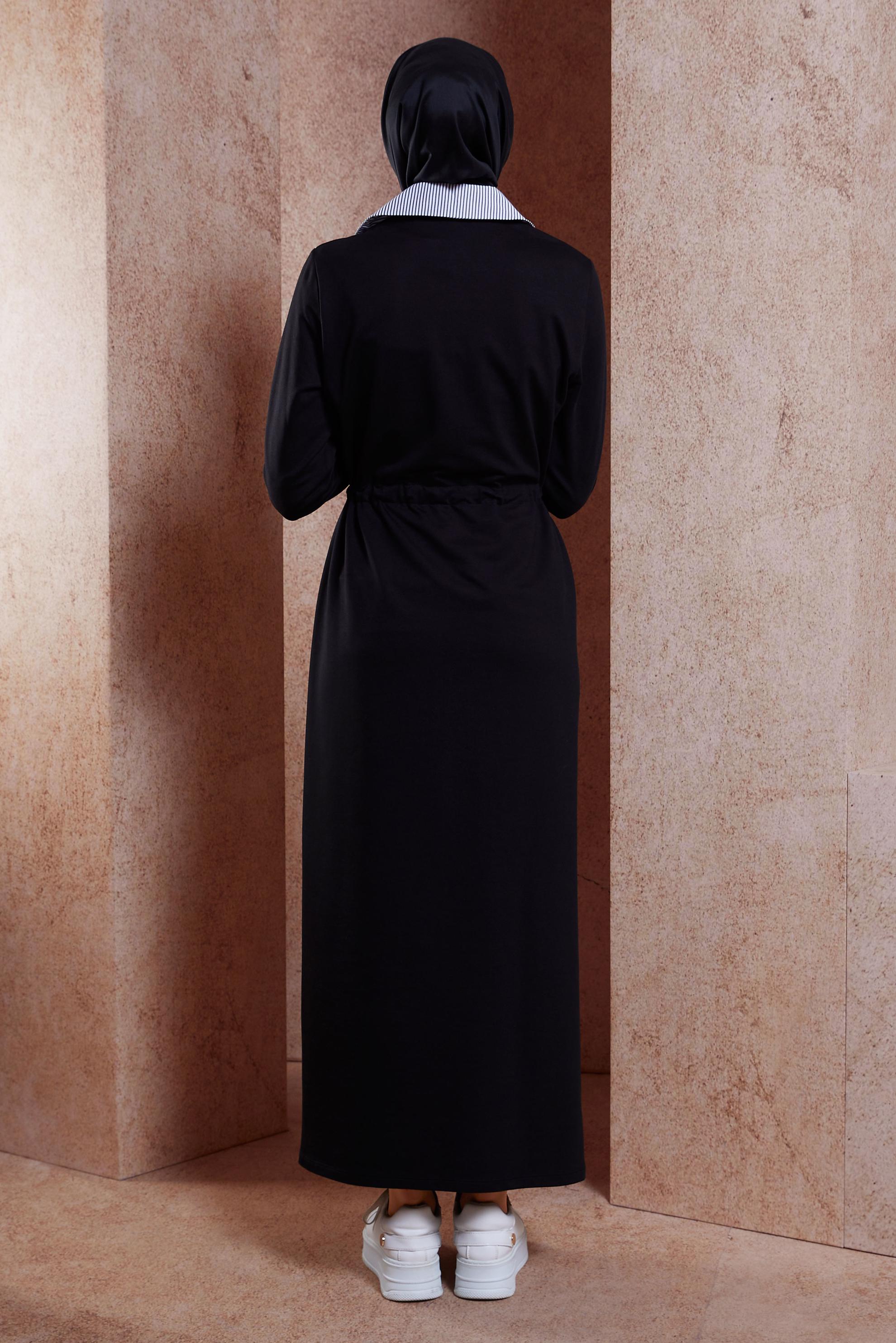 Vêtements hijab NOIR ROBE DE SURVÊTEMENT À TAILLE NOUÉE 44753