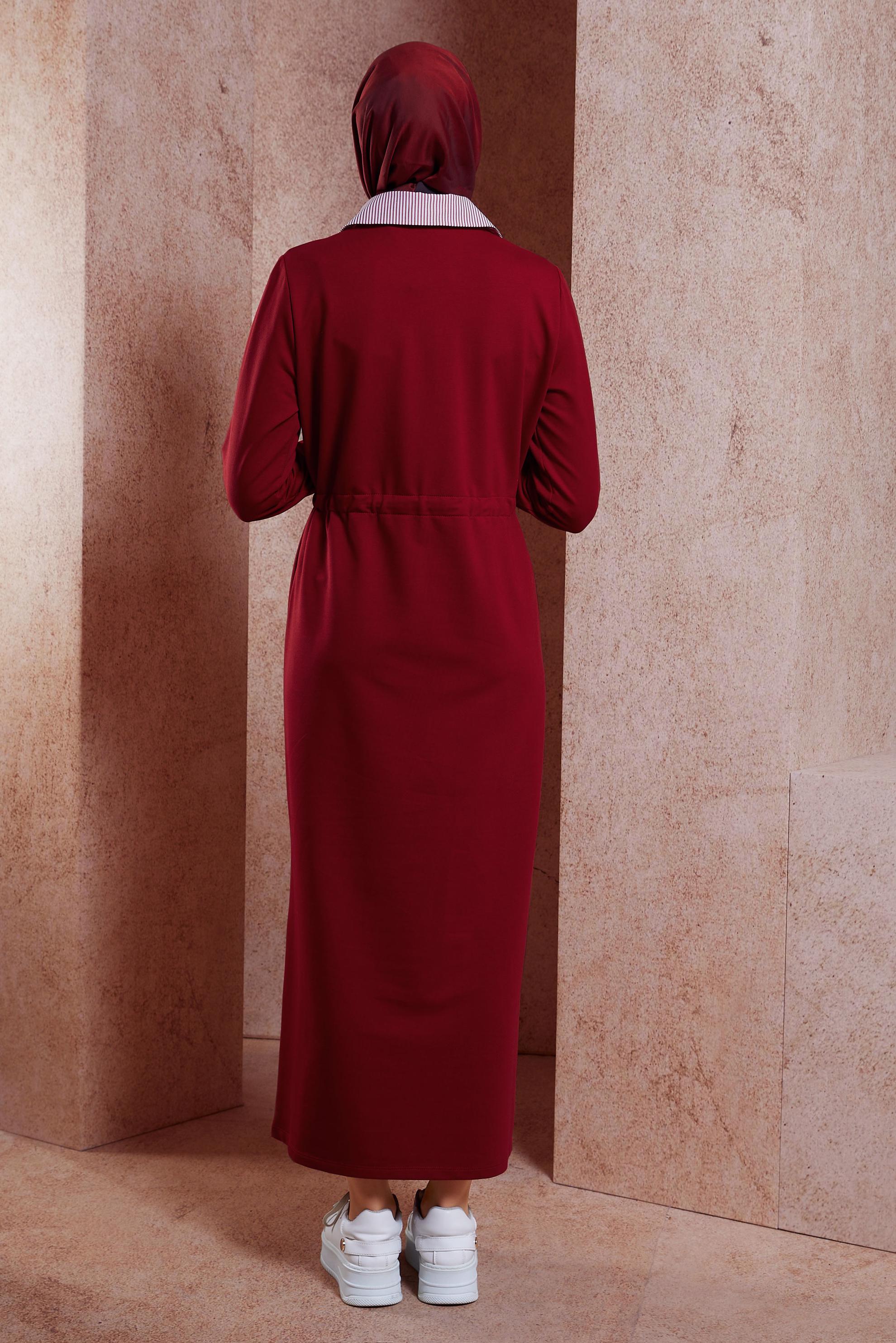 Vêtements hijab ROUGE ROBE DE SURVÊTEMENT À TAILLE NOUÉE 44753