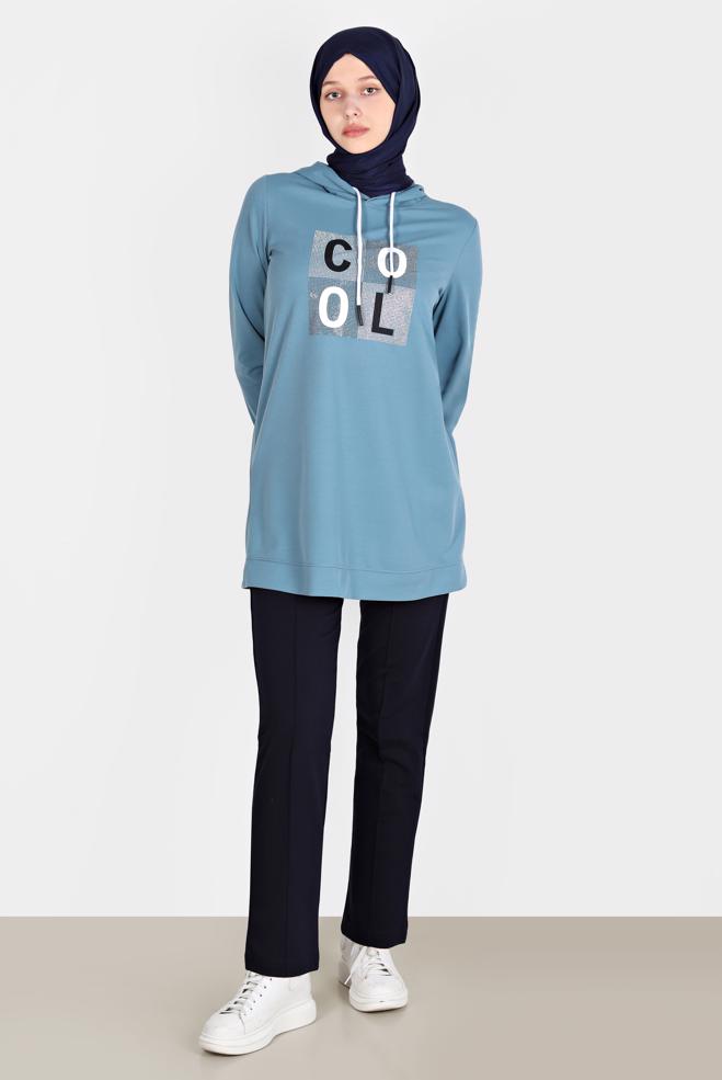 Hijab clothing NAVY BLUE ELASTIC WAIST SWEATPANTS 70395 - ALVİNA