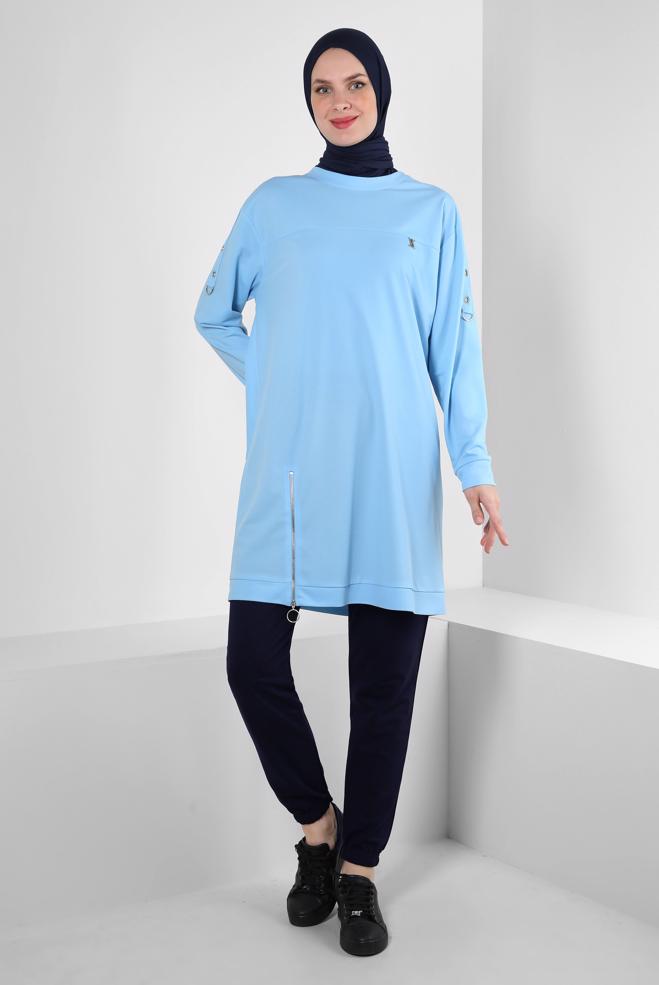 Hijab clothing NAVY BLUE ELASTIC LEGS SWEATPANTS 70397 - ALVİNA