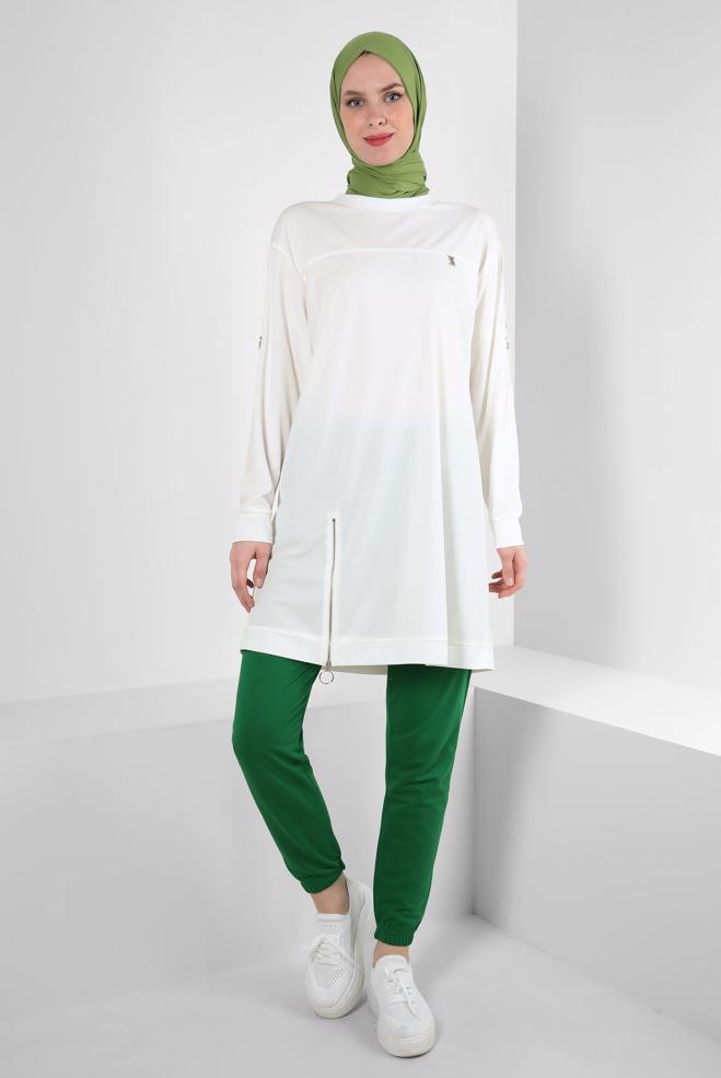 Hijab clothing GREEN ELASTIC LEGS SWEATPANTS 70397 - ALVİNA