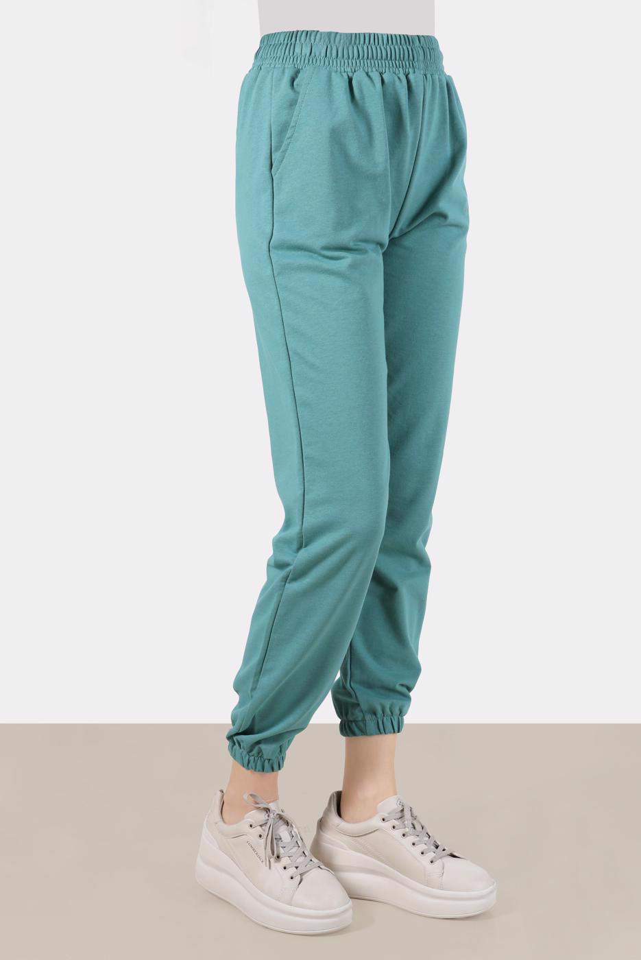 Tesettür giyim YEŞİL BİLEKLERİ LASTİKLİ EŞOFMAN ALTI 70397