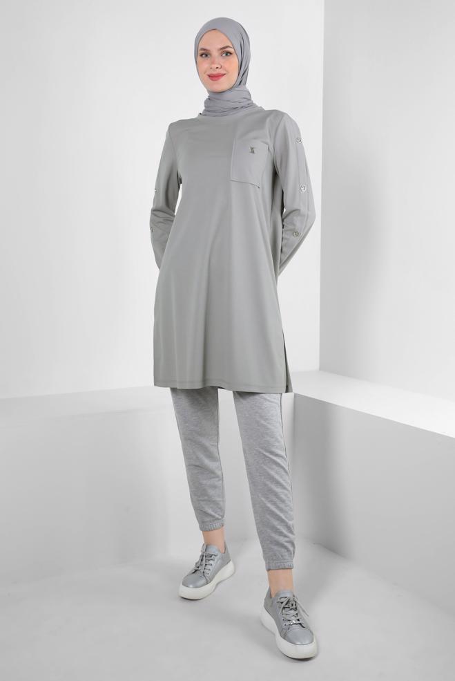 Hijab clothing GREY ELASTIC LEGS SWEATPANTS 70397 - ALVİNA