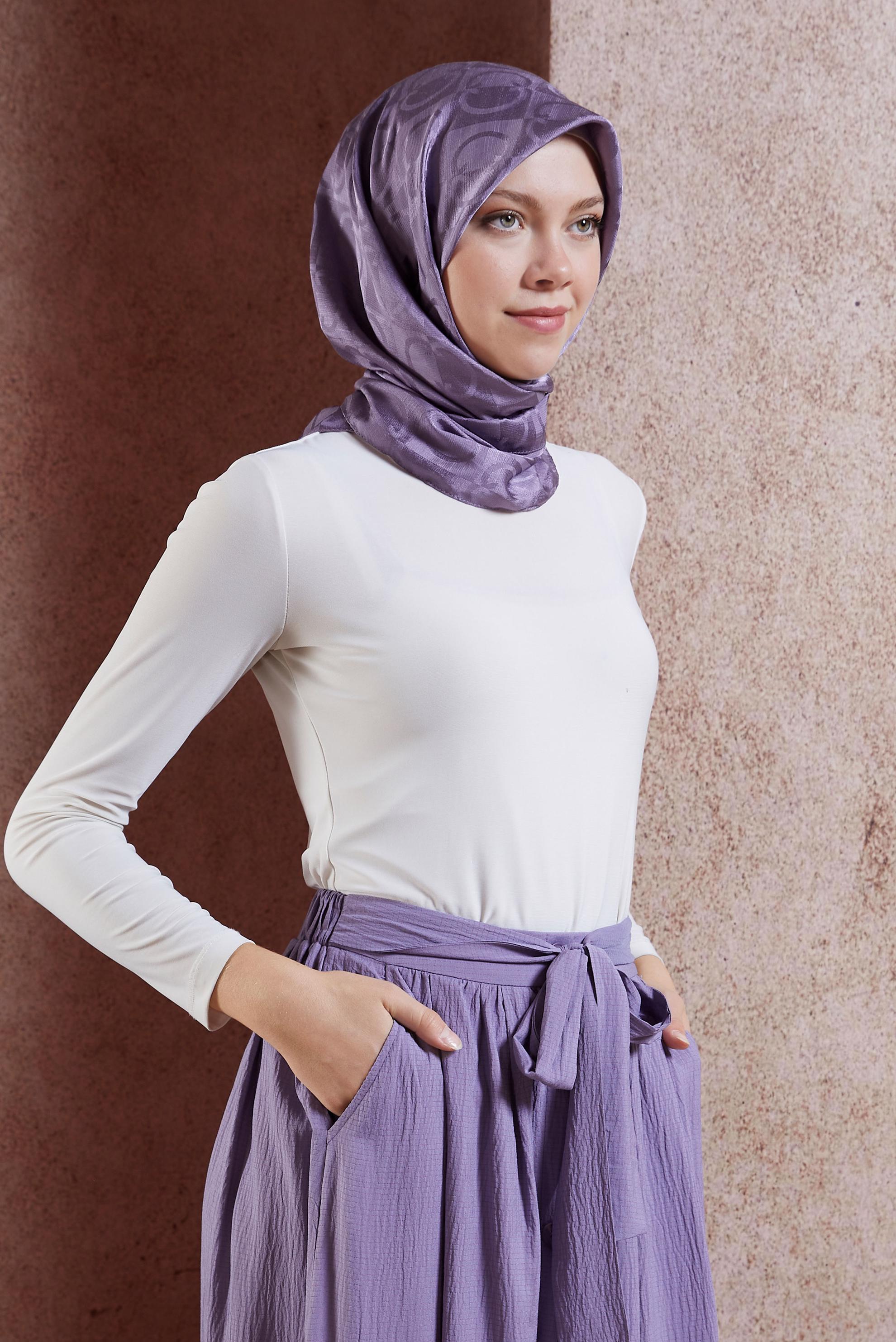 Tesettür giyim MOR ALVİNA JAKAR EŞARP 8452