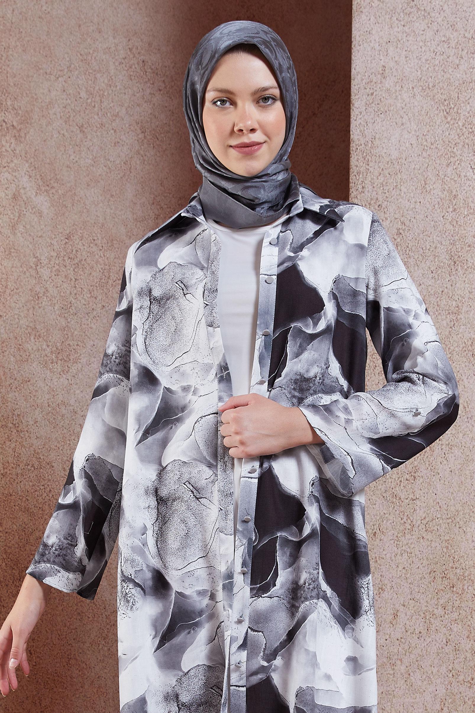 Tesettür giyim GRİ ALVİNA JAKAR EŞARP 8452