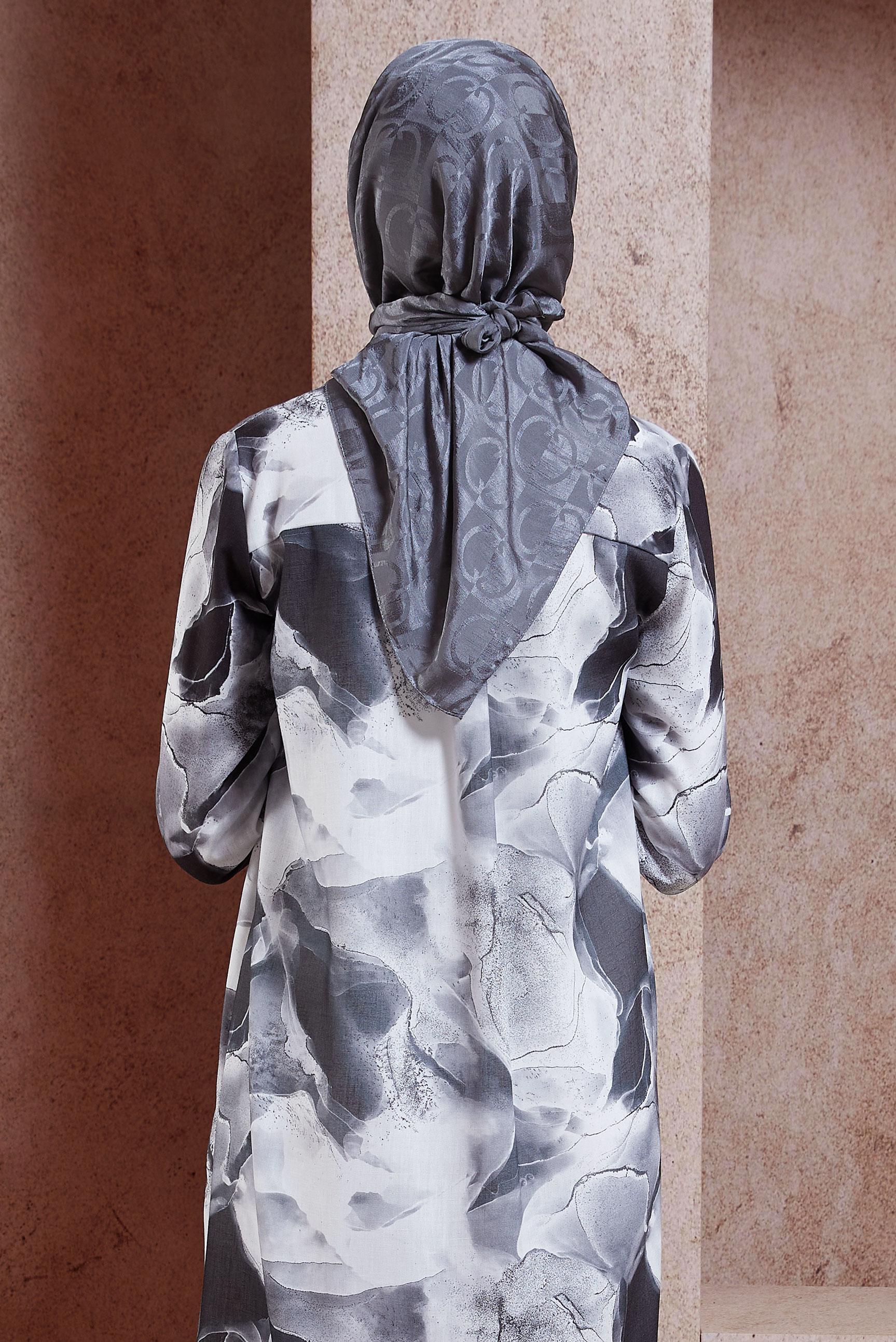 Tesettür giyim GRİ ALVİNA JAKAR EŞARP 8452