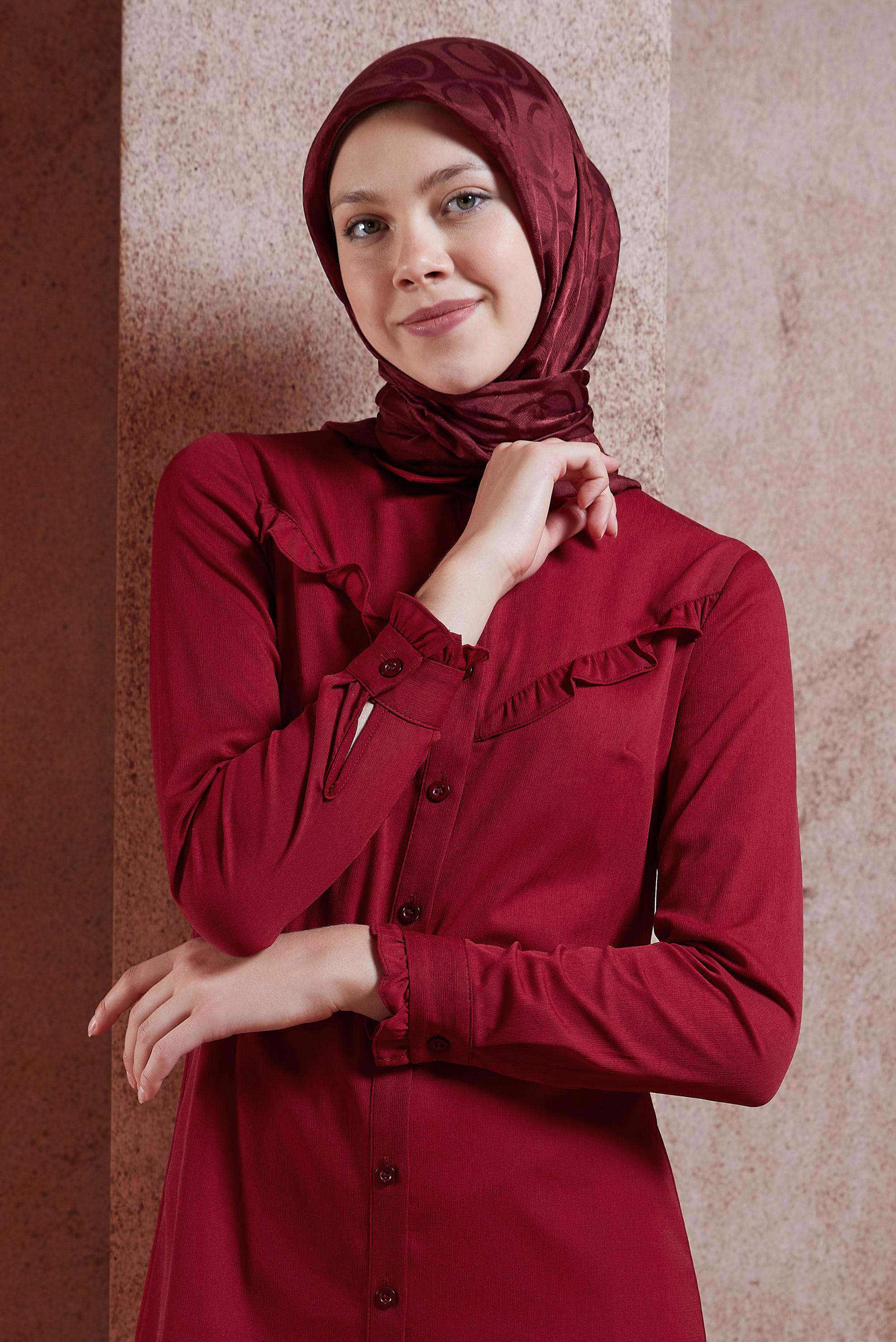 Tesettür giyim BORDO ALVİNA JAKAR EŞARP 8452