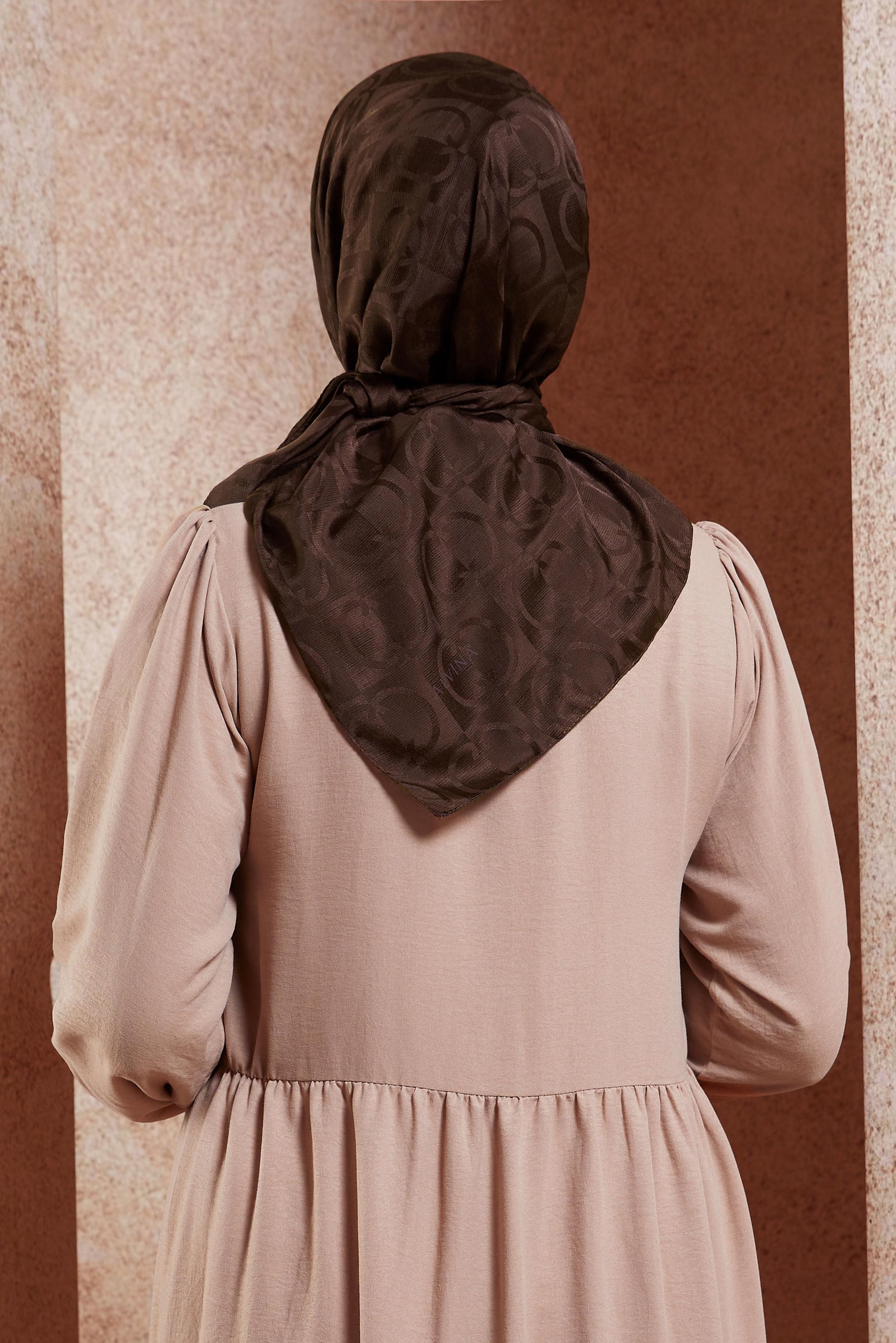 Tesettür giyim KAHVE ALVİNA JAKAR EŞARP 8452